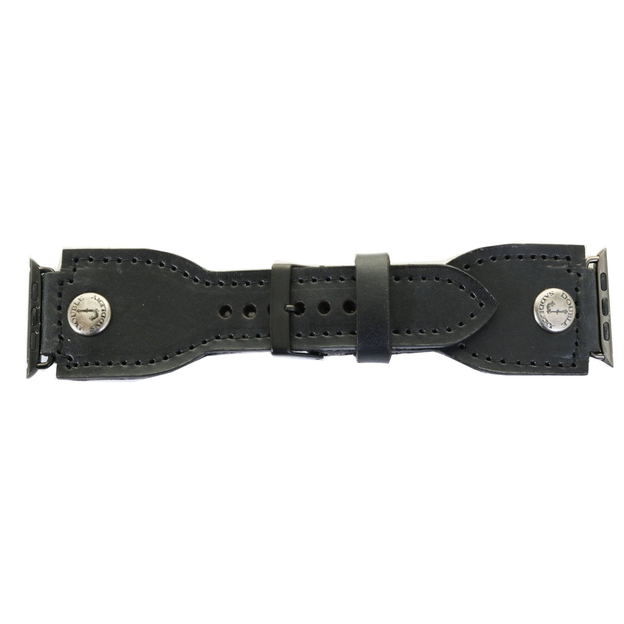 AWB24 - Black Leather Square Watch Band - Double J Saddlery