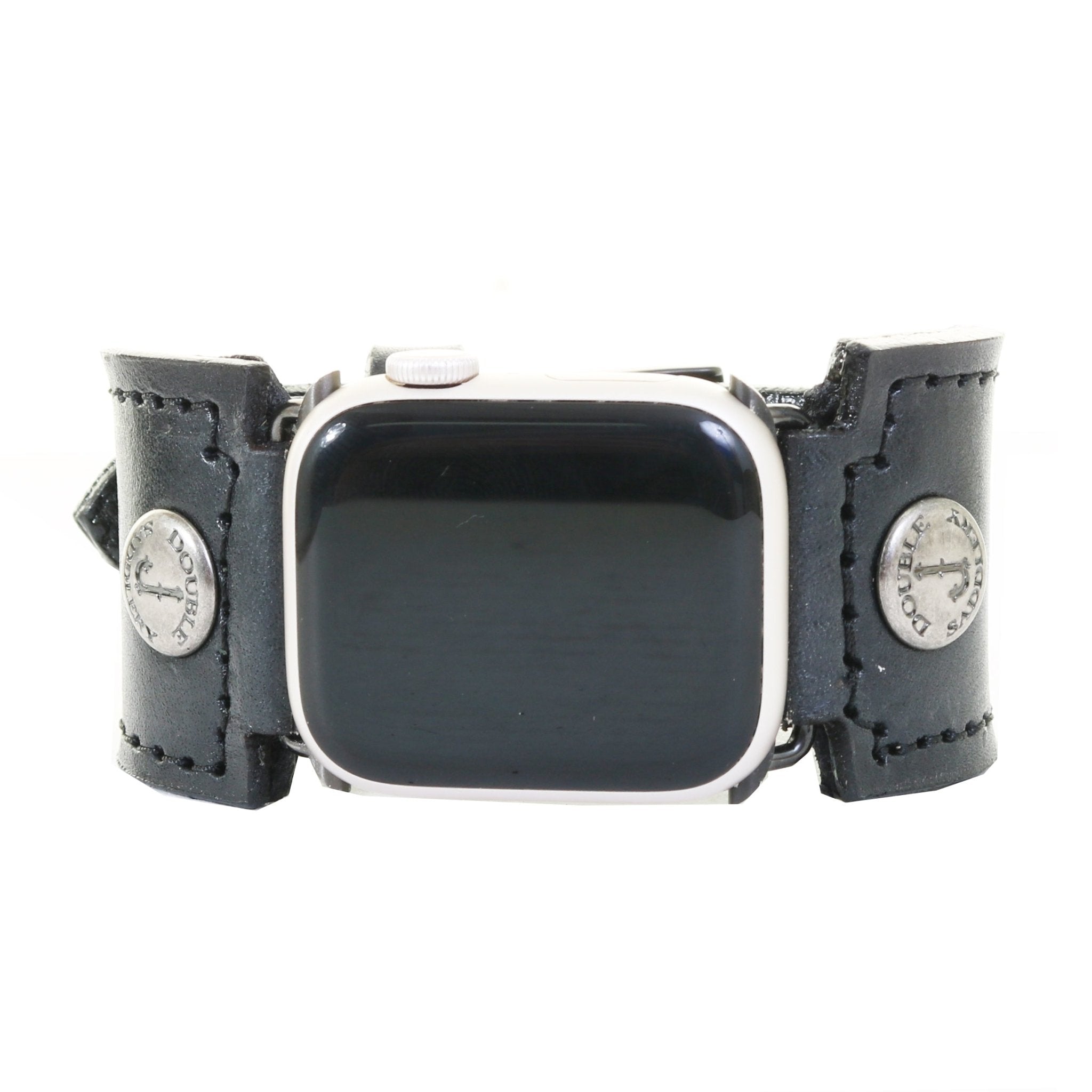 AWB24 - Black Leather Square Watch Band - Double J Saddlery