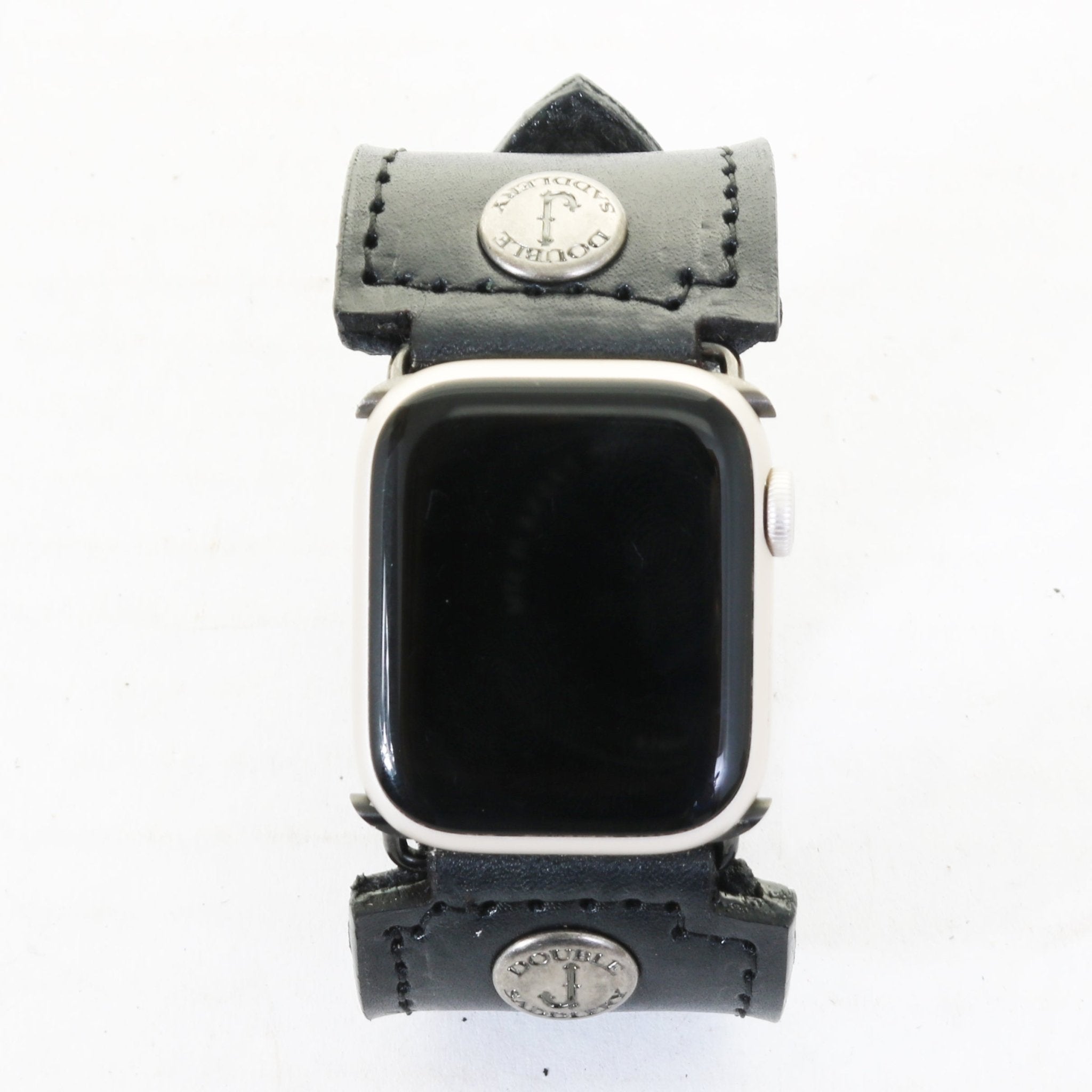 AWB24 - Black Leather Square Watch Band - Double J Saddlery