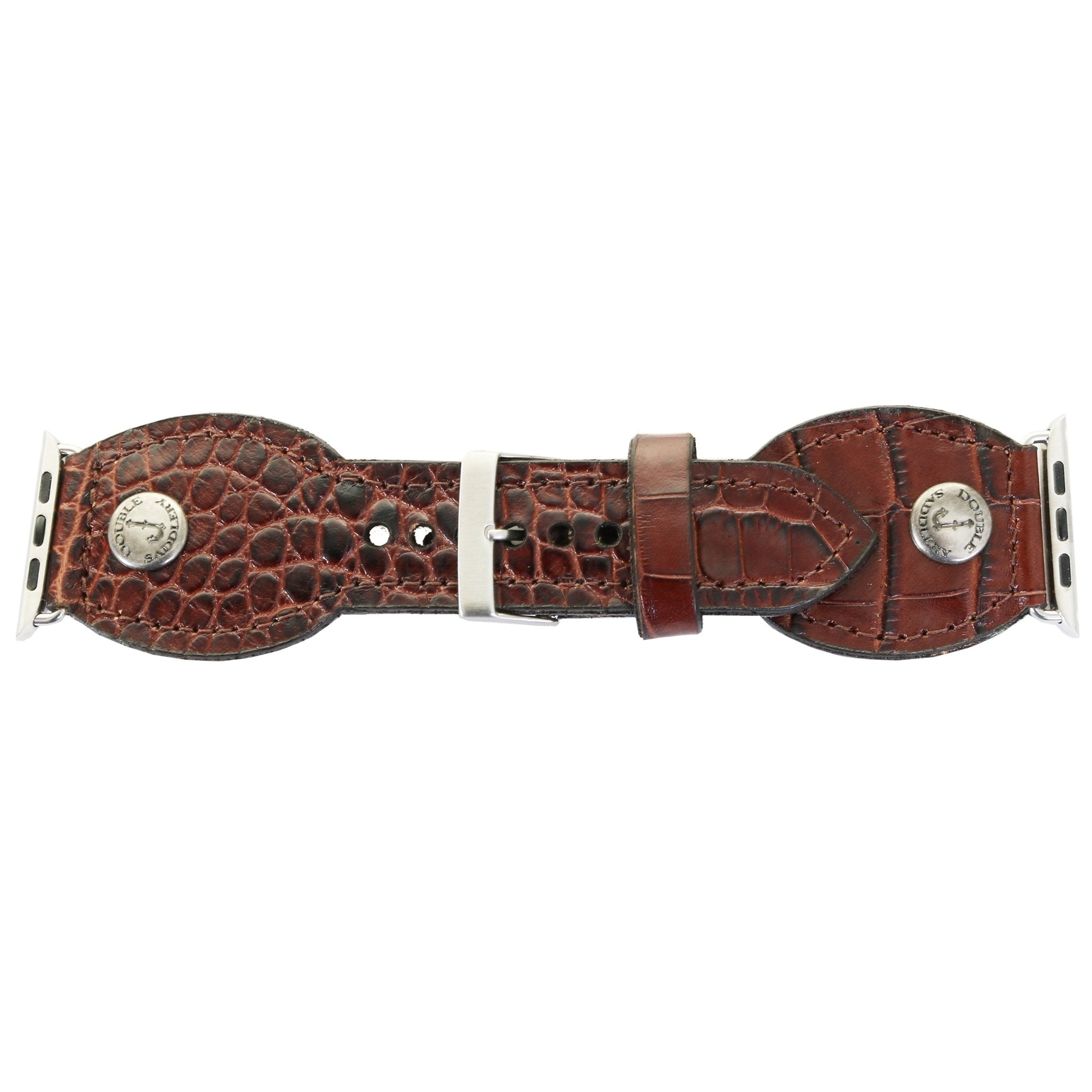 AWB30 - Brown Patent Gator Oval Watch Band - Double J Saddlery