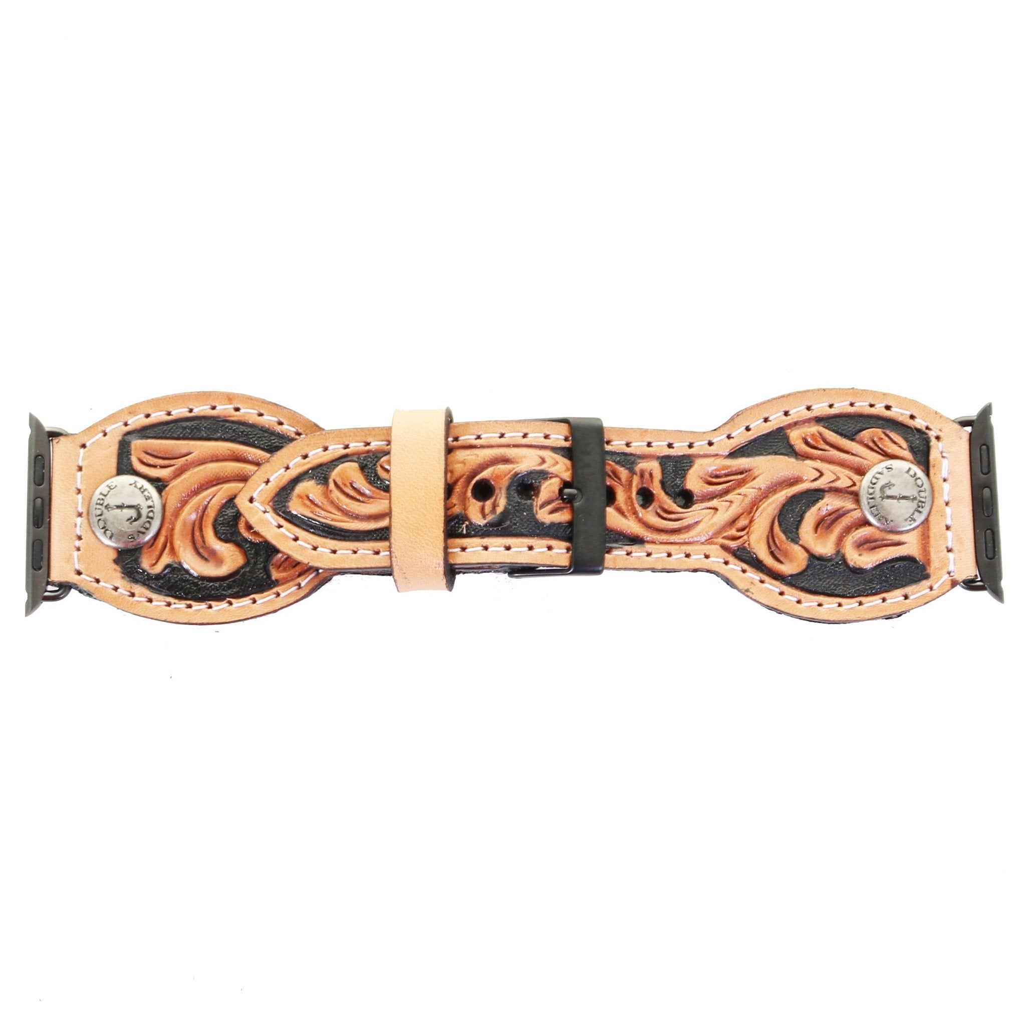 AWB37 - Floral Black Oval Watch Band - Double J Saddlery