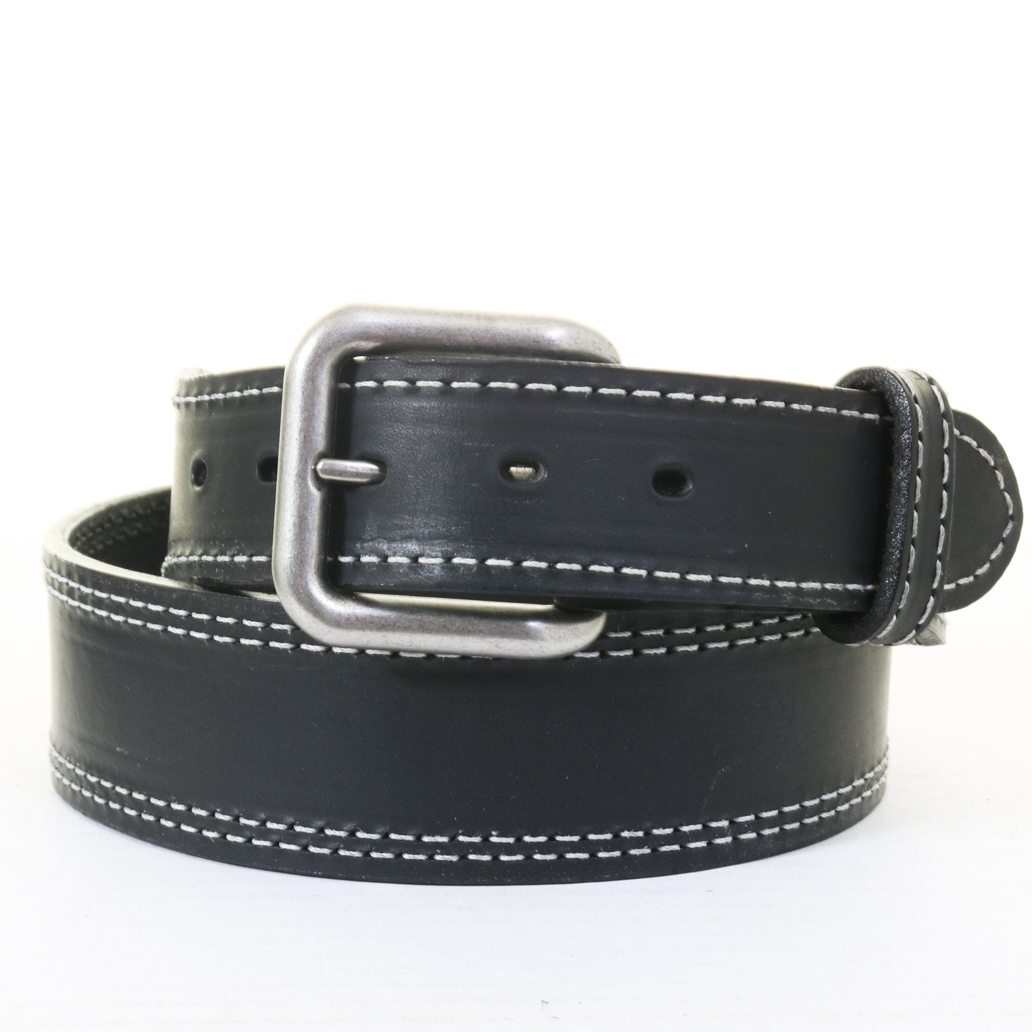 B1053 - Black Leather Stitched Belt - Double J Saddlery