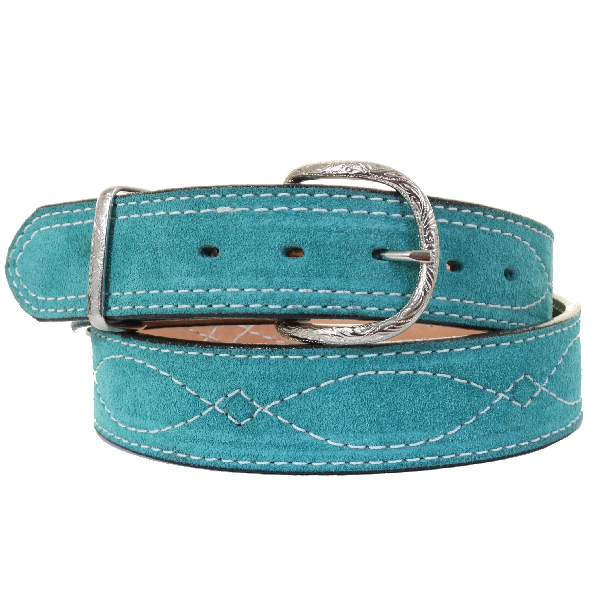 B1194A - Turquoise Suede Belt - Double J Saddlery