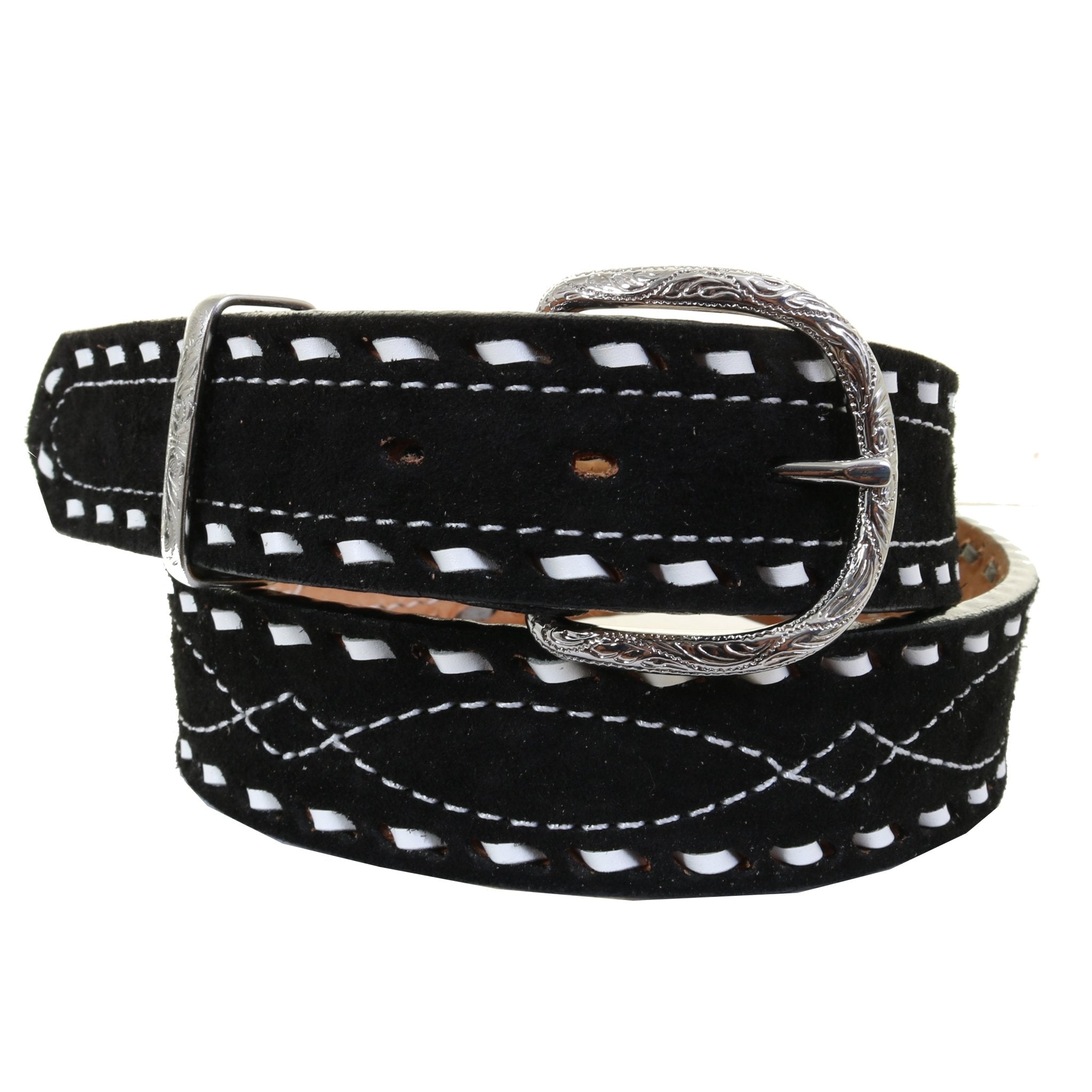 B1194B - Black Suede Belt - Double J Saddlery