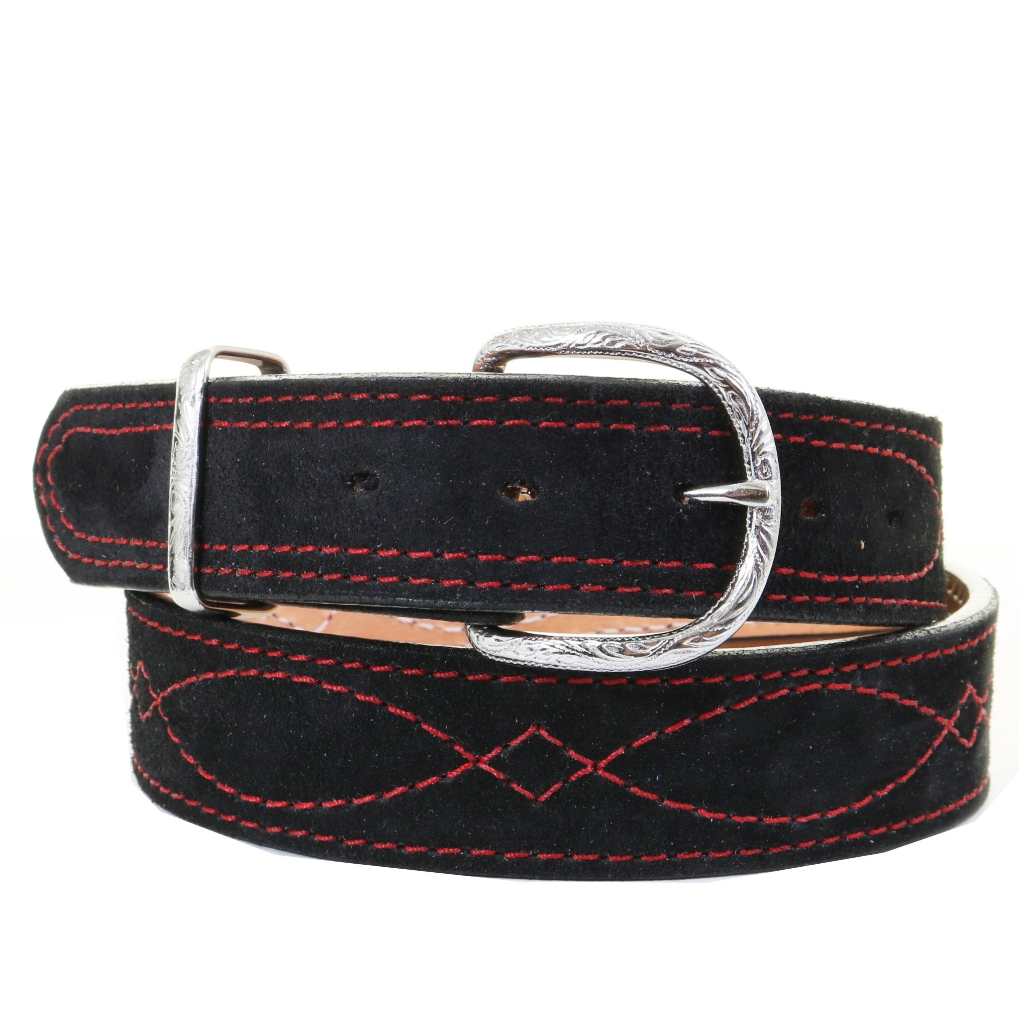 B1216E - Black Suede Gun Slinger Belt - Double J Saddlery