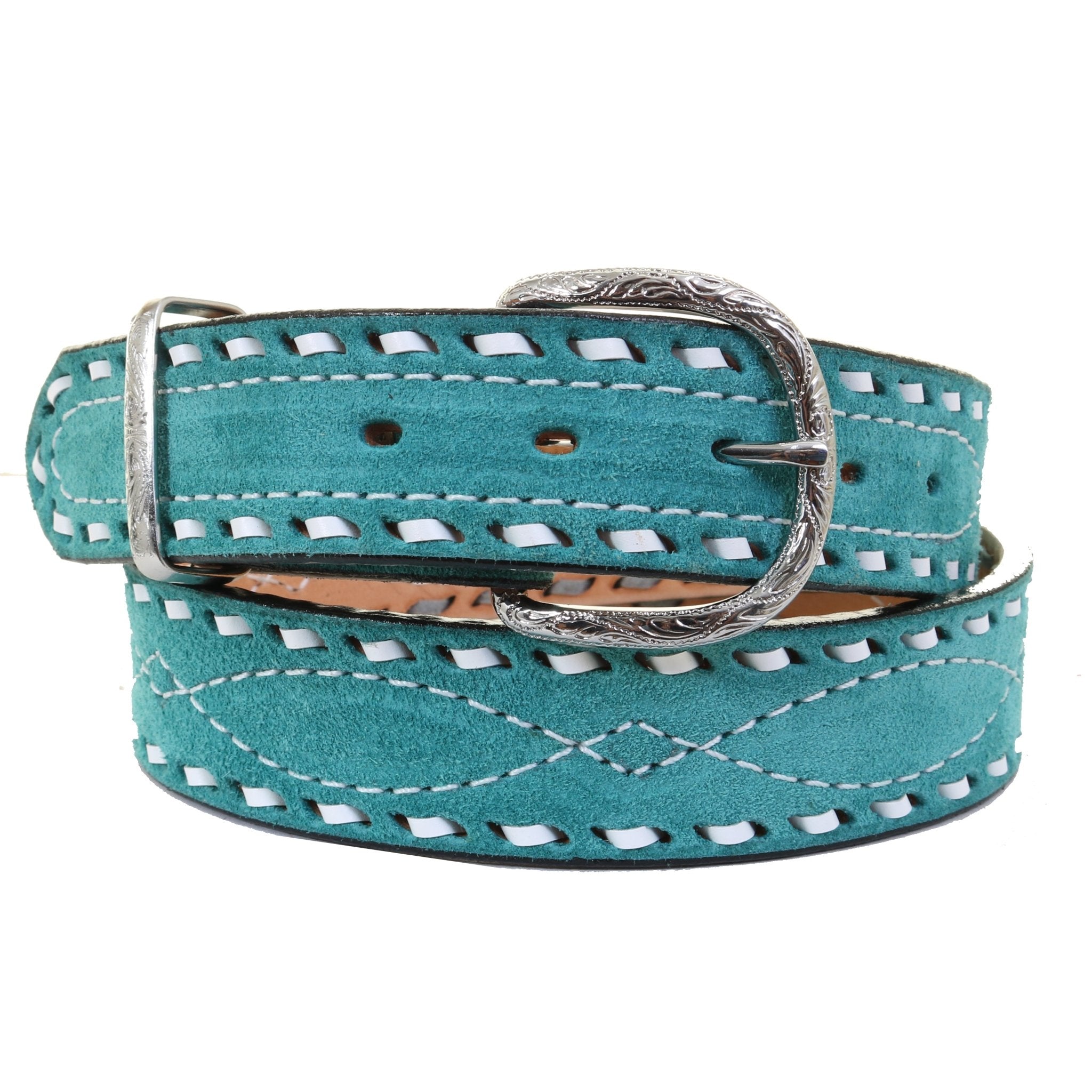B1220 - Turquoise Suede Belt - Double J Saddlery
