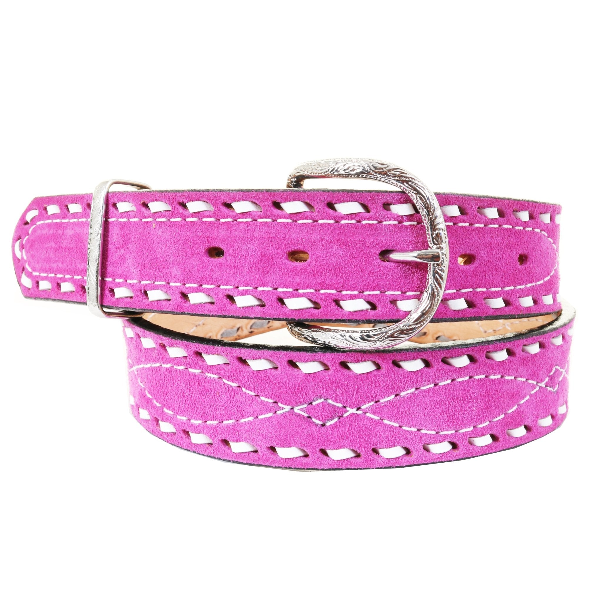 B1222 - Hot Pink Suede Belt - Double J Saddlery