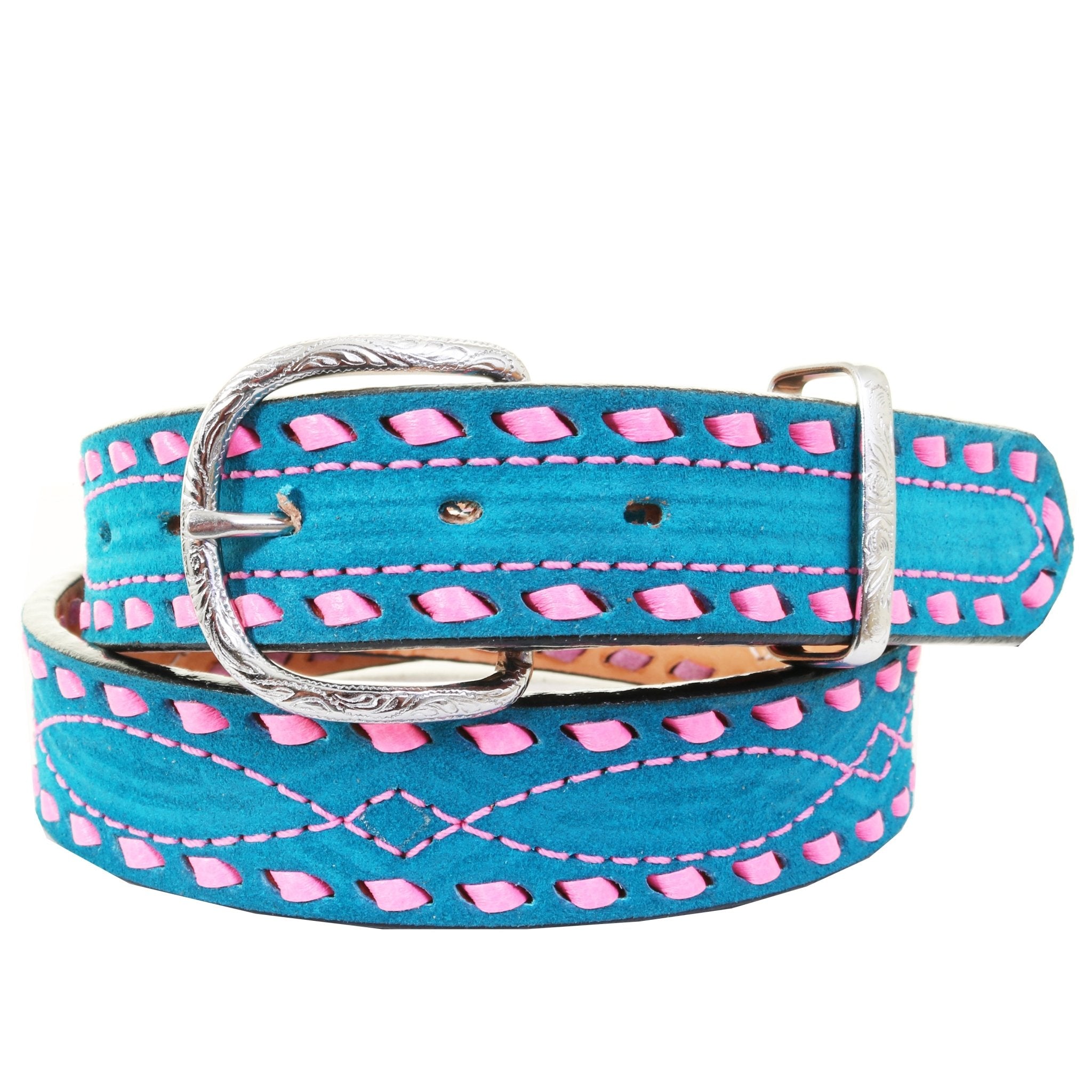 B1225B - Turquoise Blue Suede Belt - Double J Saddlery