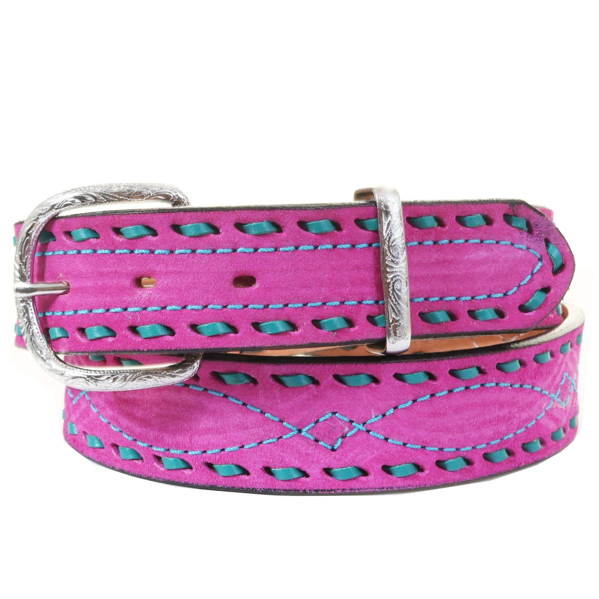 B1225C - Hot Pink Suede Belt - Double J Saddlery