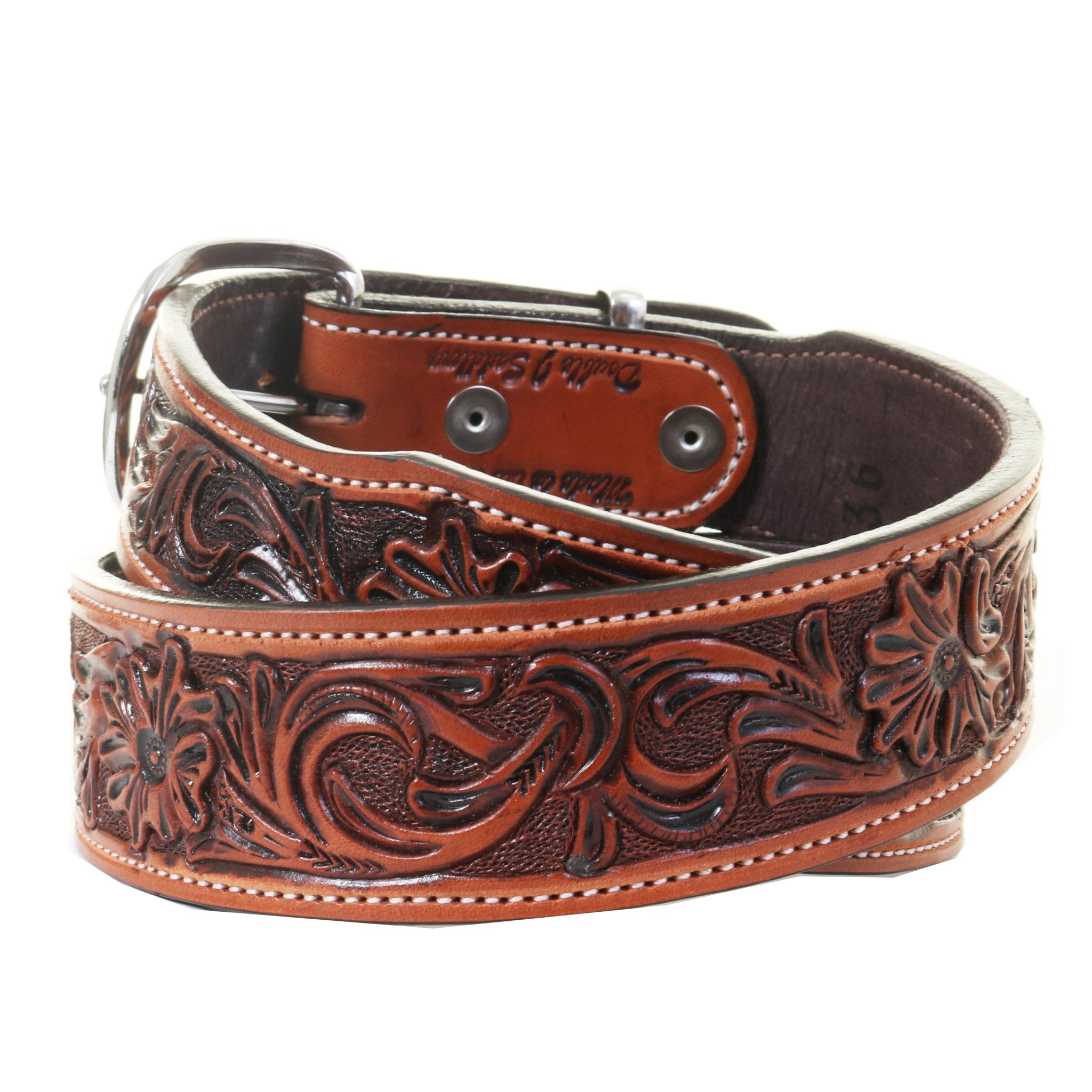 B1227A - Chestnut Floral Whirlwind Belt - Double J Saddlery