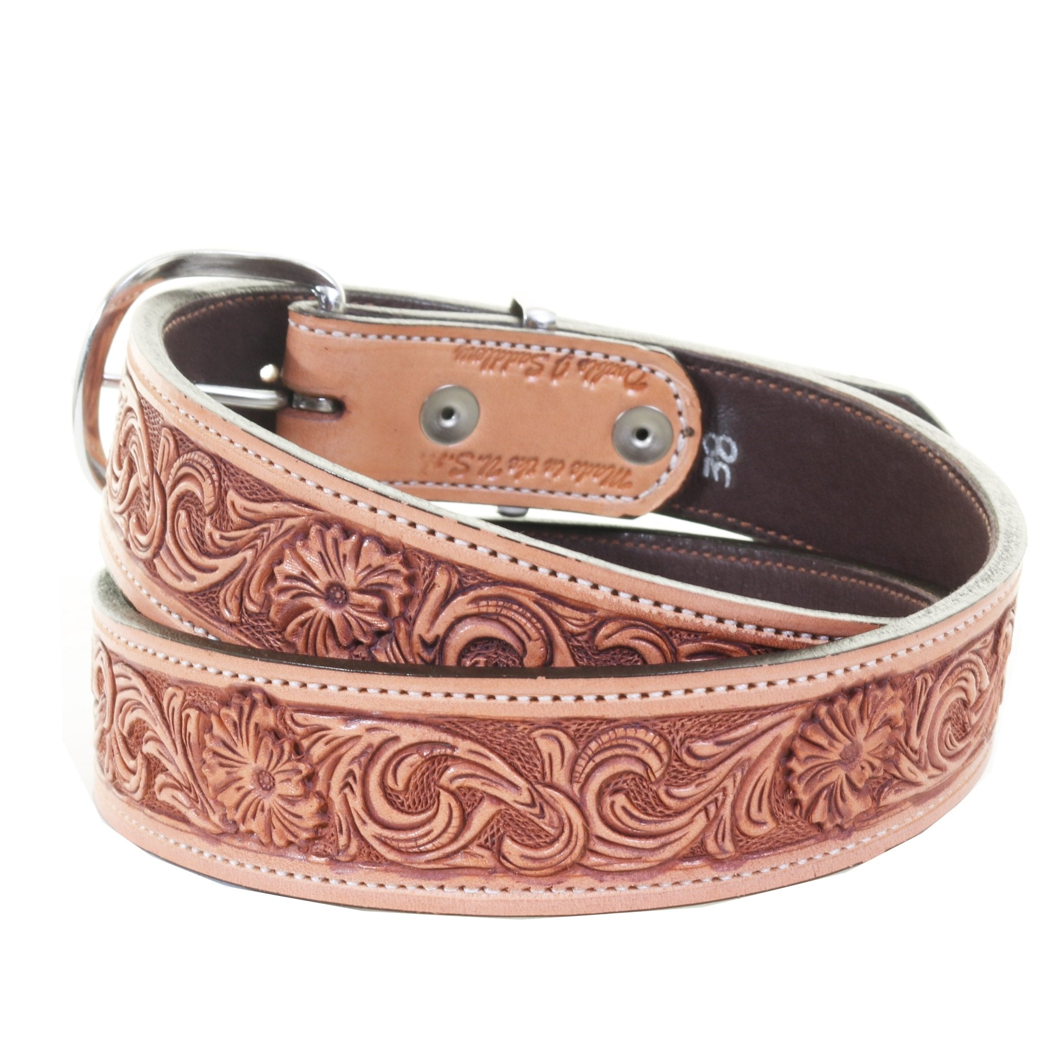 B1229 - Natural Fancy Floral Belt - Double J Saddlery