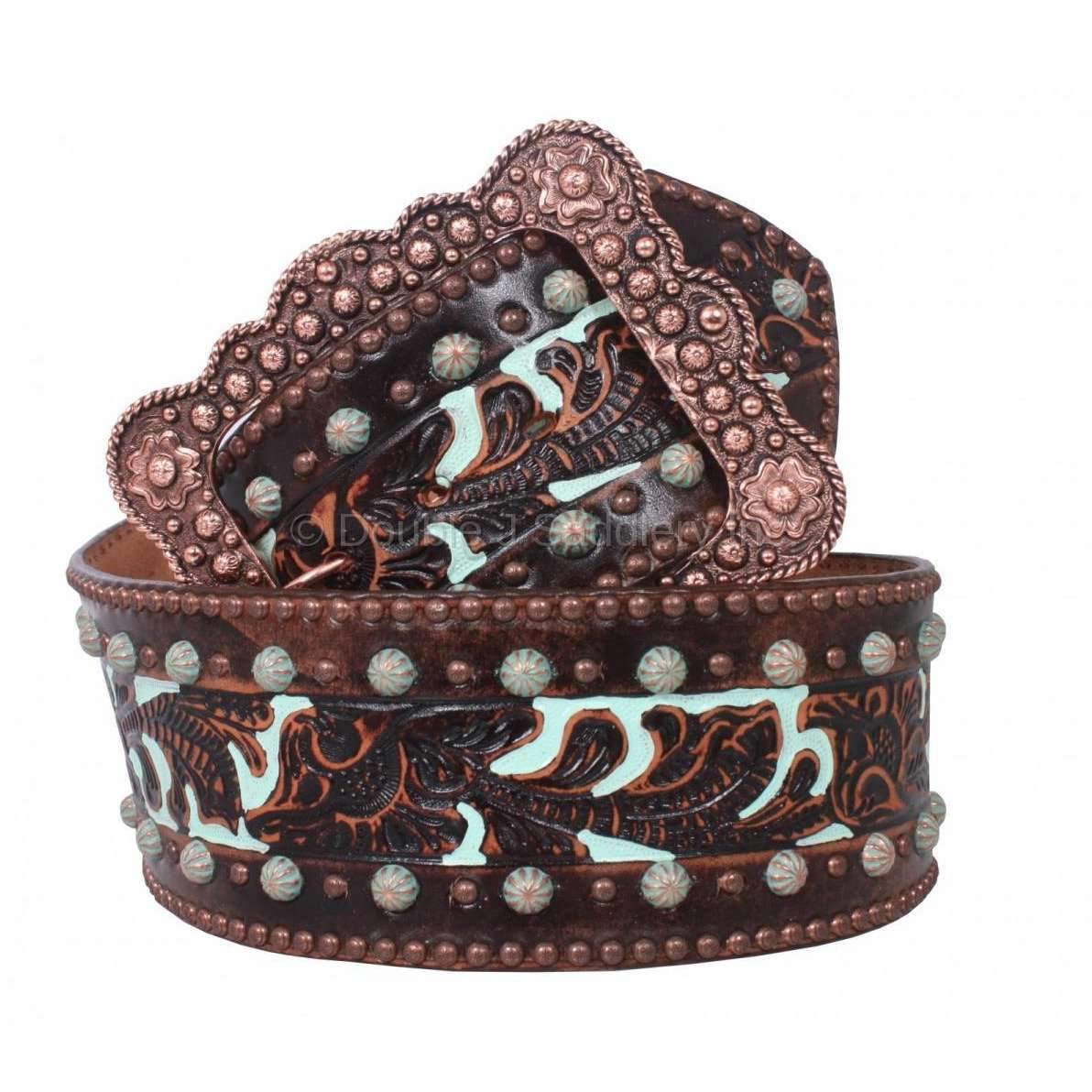 B747 - Brown Vintage Mint Belt - Double J Saddlery
