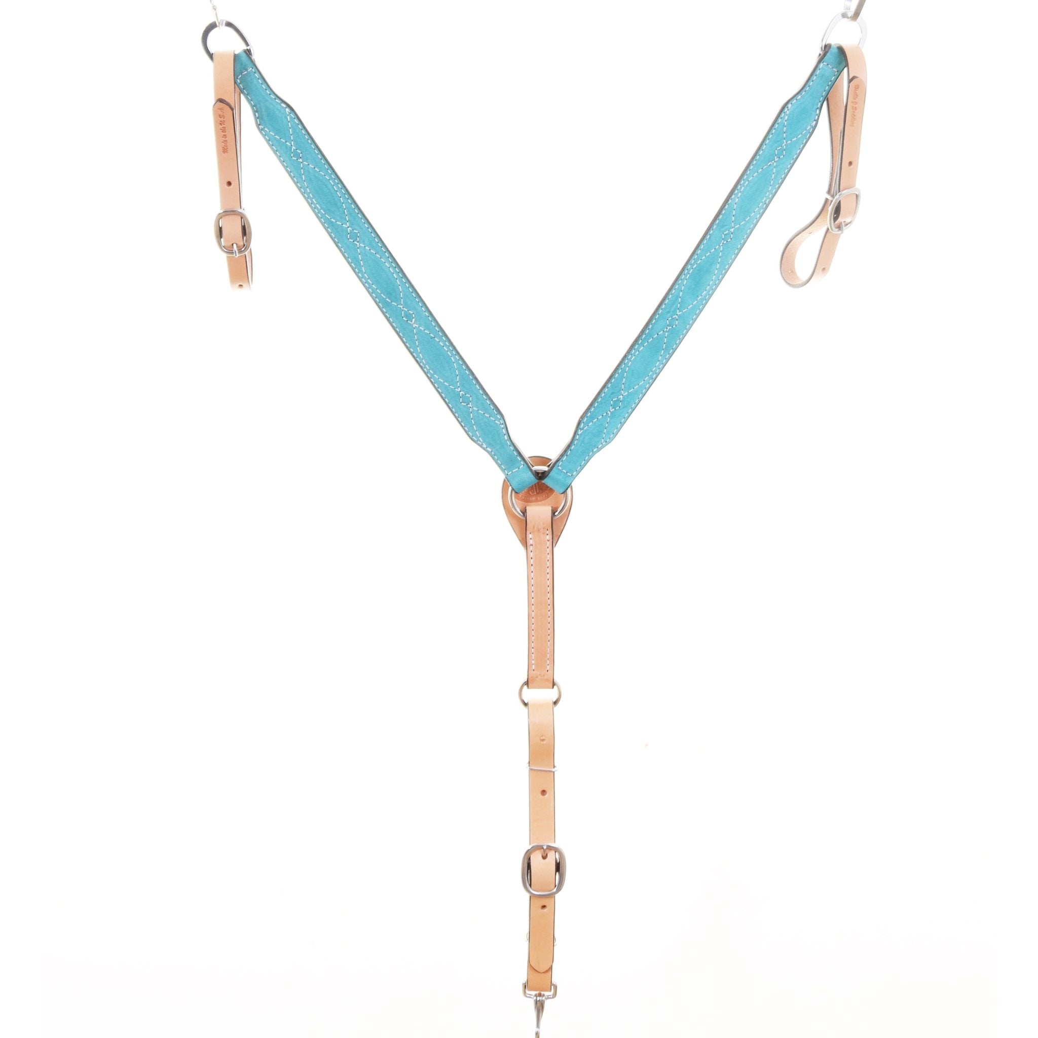 BC1175 - Turquoise Suede Breast Collar - Double J Saddlery