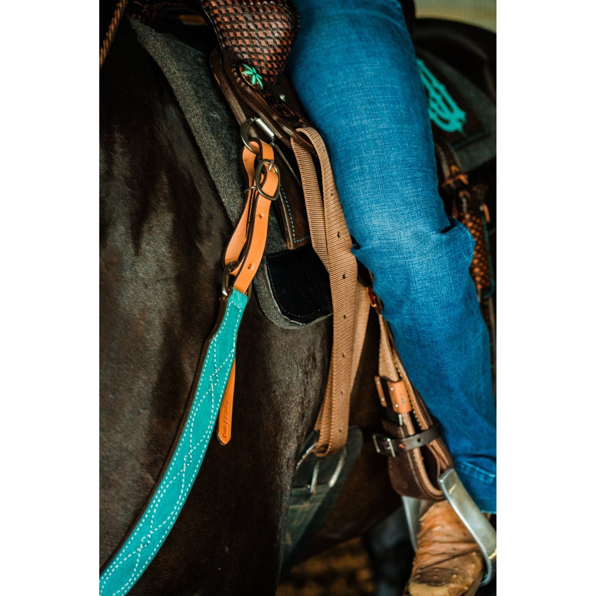 BC1175 - Turquoise Suede Breast Collar - Double J Saddlery