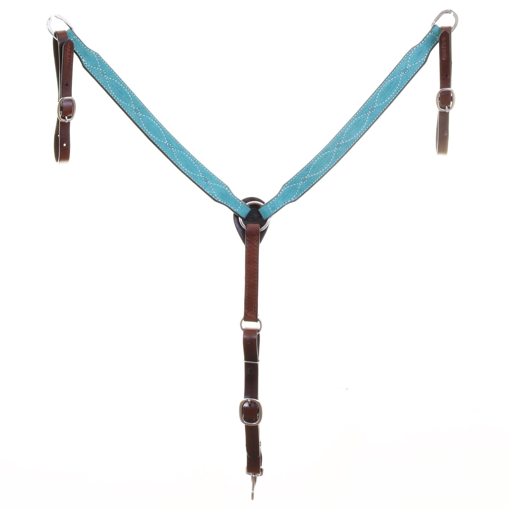 BC1175B - Turquoise Suede Breast Collar - Double J Saddlery