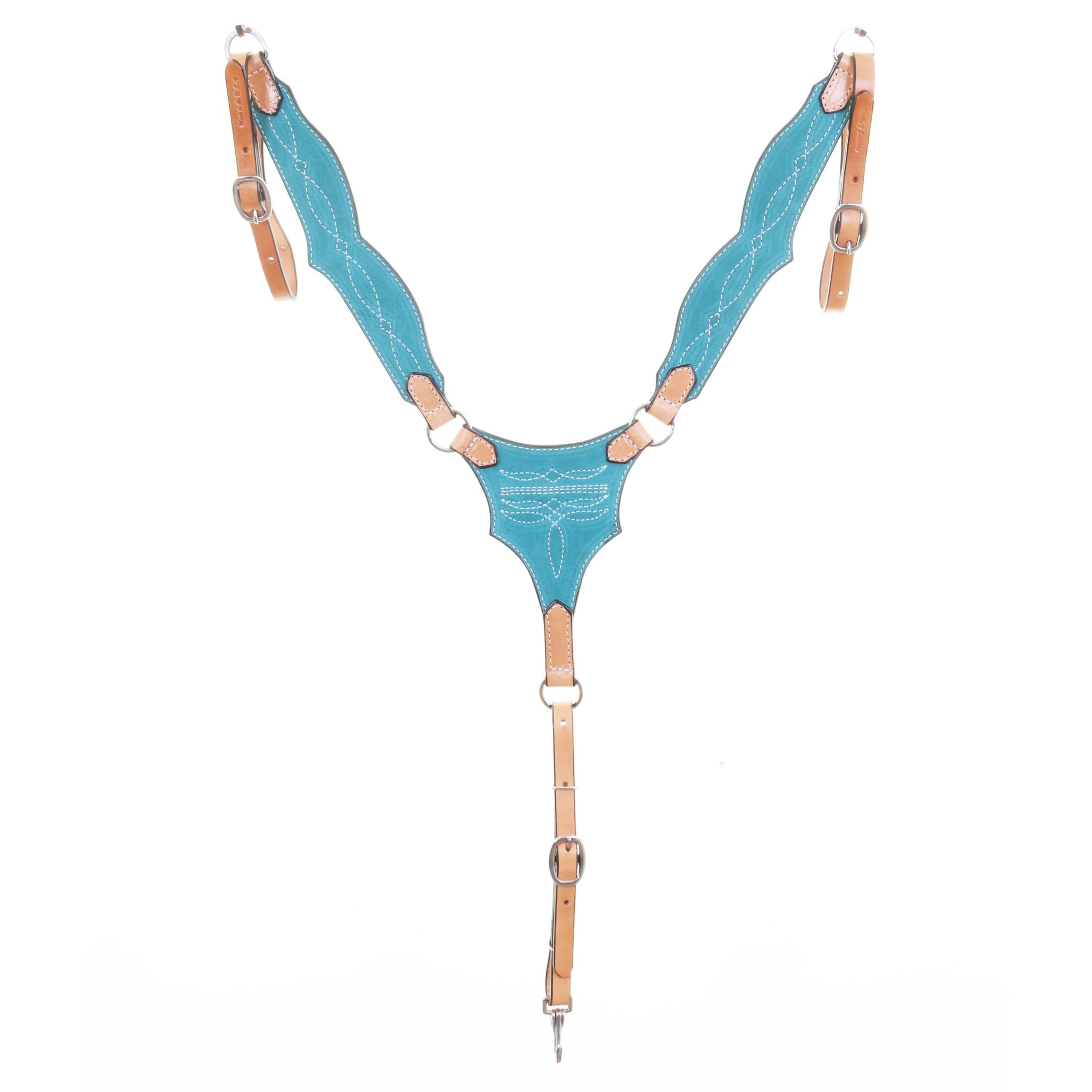 BC1181 - Turquoise Green Suede Breast Collar - Double J Saddlery