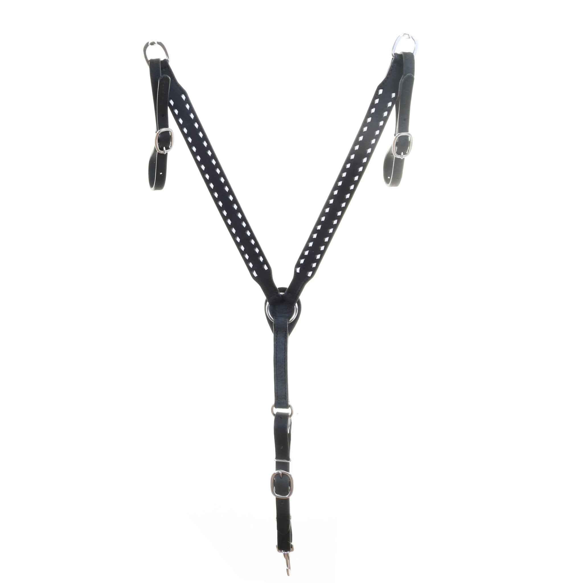 BC989 - Black Rough Out Buck Stitched Breast Collar - Double J Saddlery