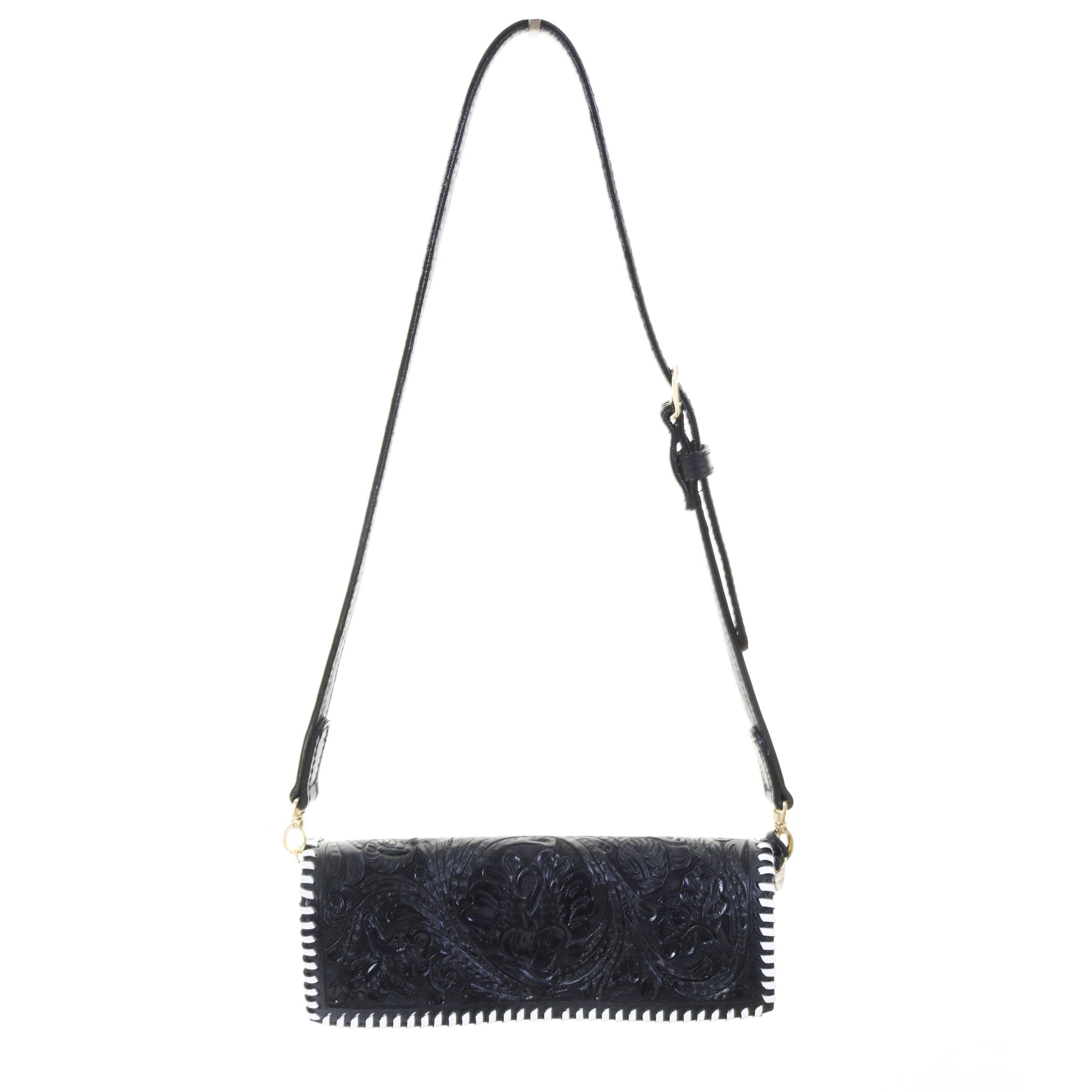 BCH57 - Black Poppy Buckle Clutch - Double J Saddlery