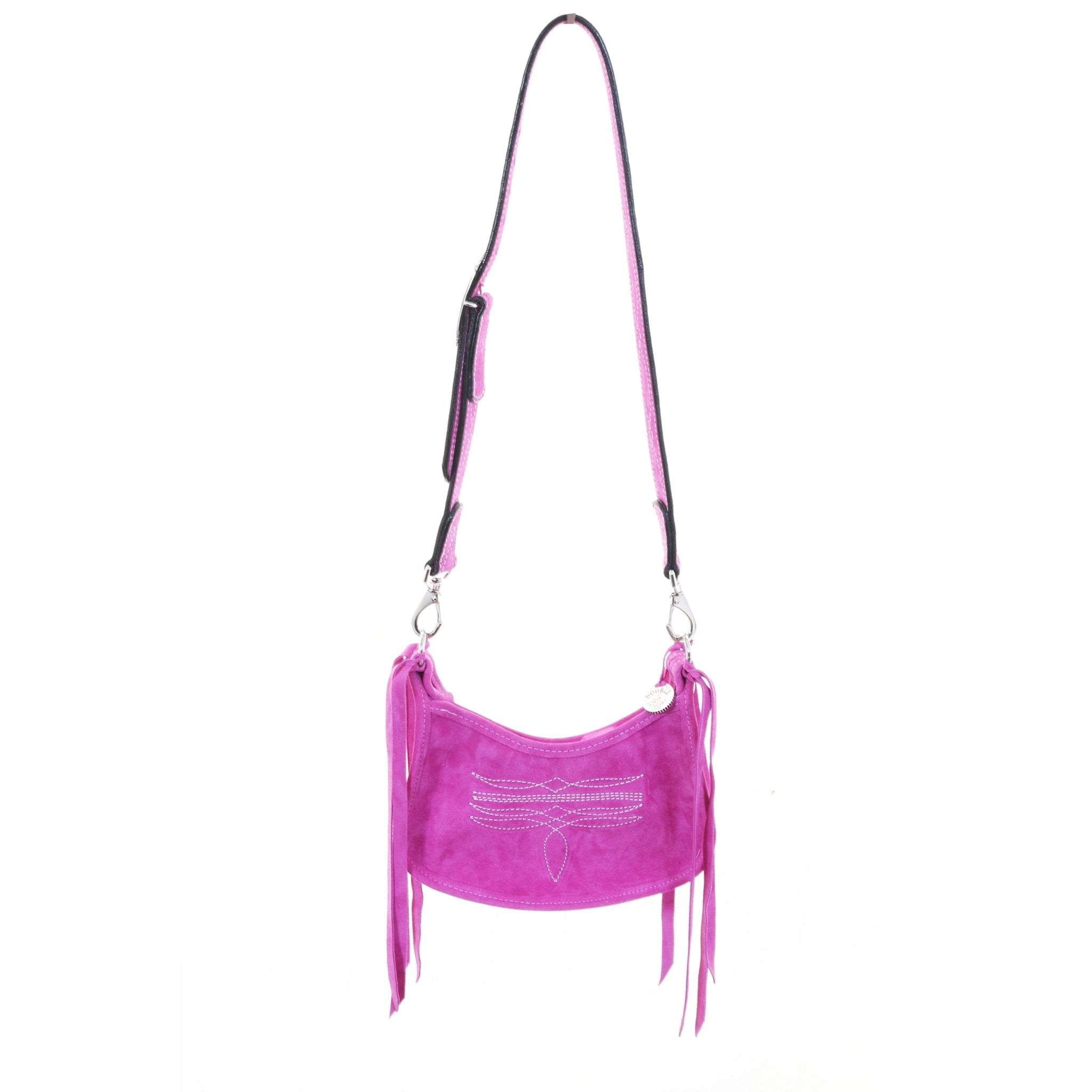 BDJ40 - Hot Pink Suede Bootstitch Purse - Double J Saddlery
