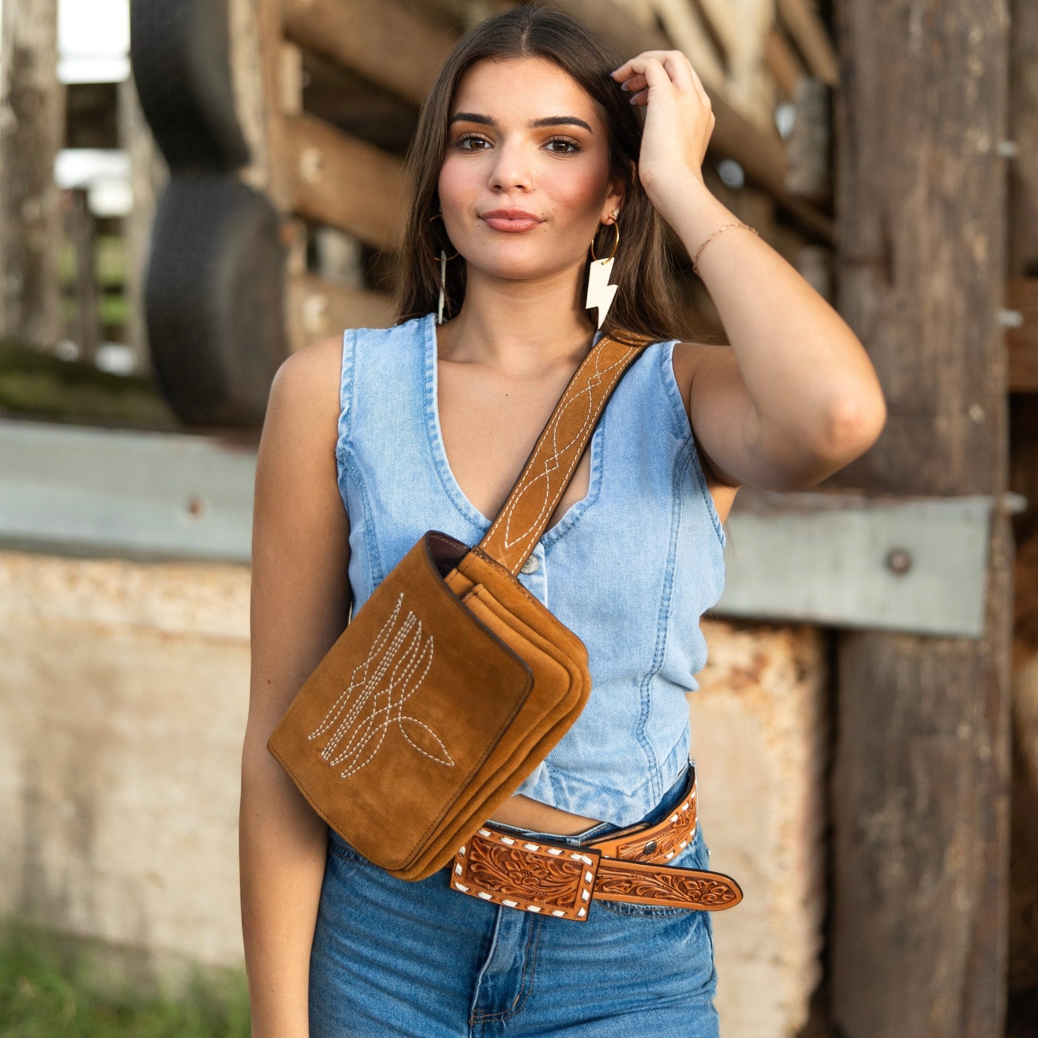 BUM07 - Toast Suede Bum Bag - Double J Saddlery