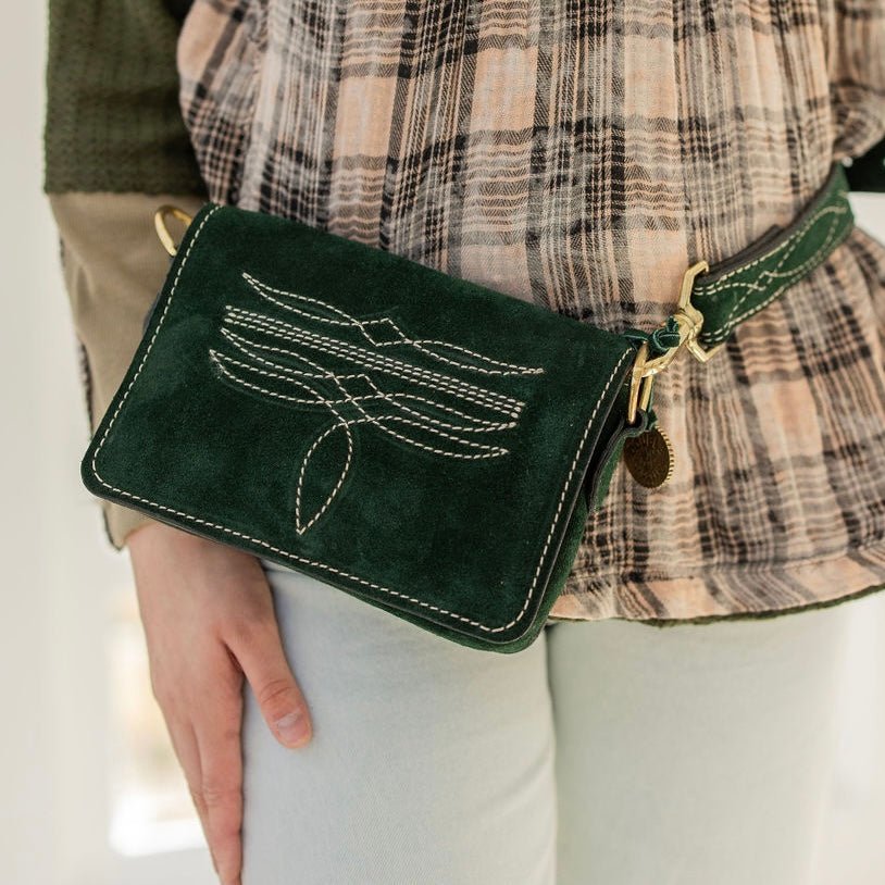 BUM11 - Forest Green Suede Bum Bag - Double J Saddlery