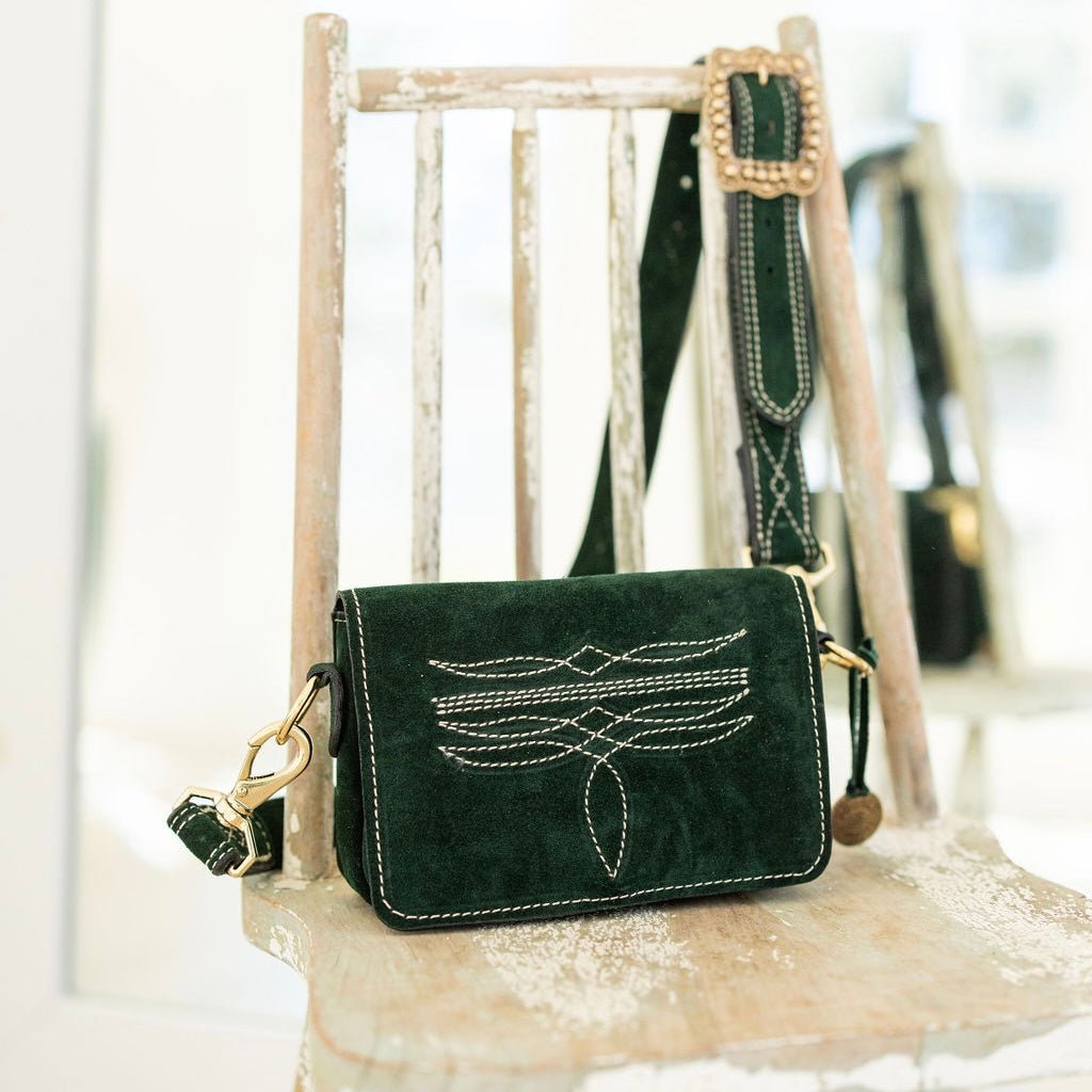 BUM11 - Forest Green Suede Bum Bag - Double J Saddlery