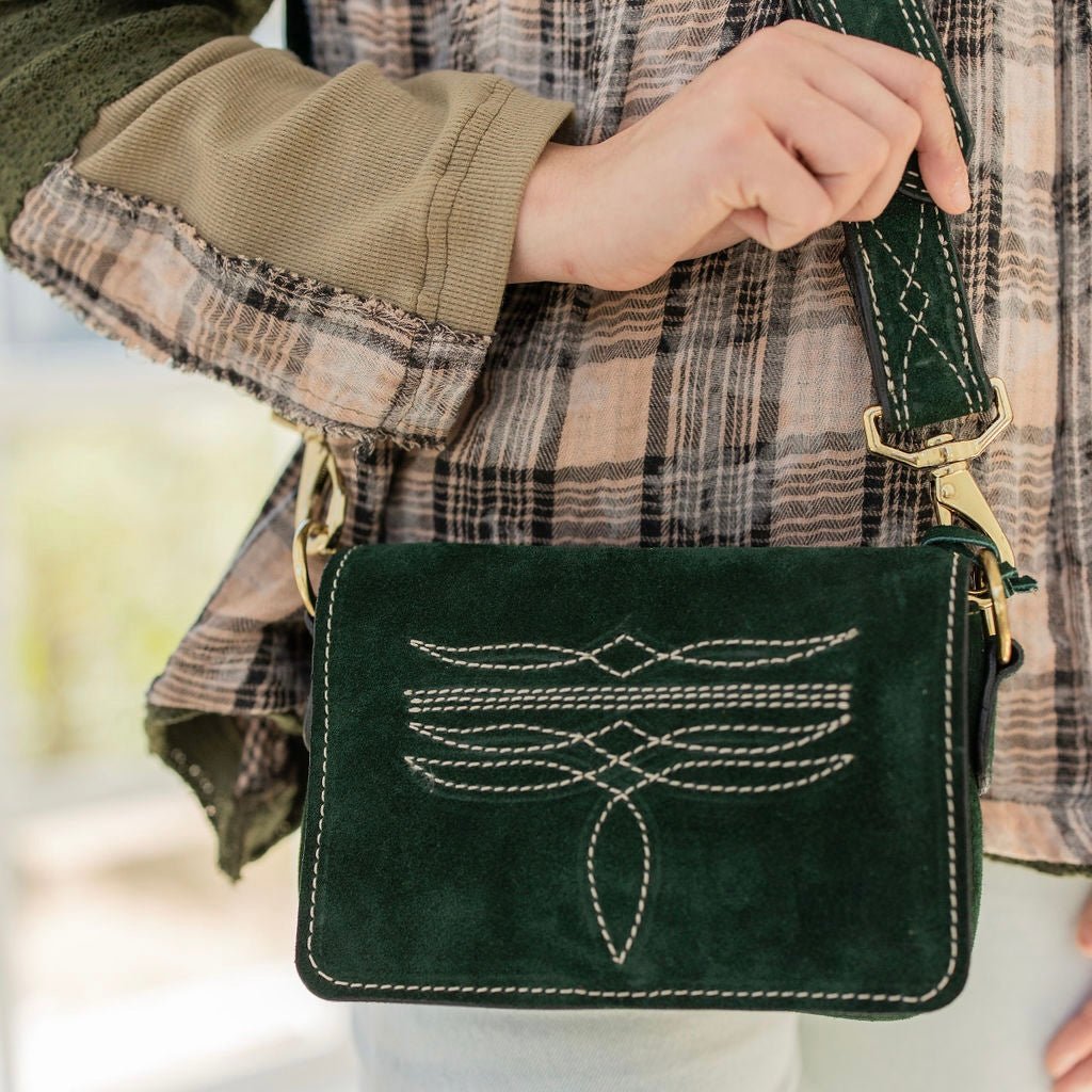 BUM11 - Forest Green Suede Bum Bag - Double J Saddlery