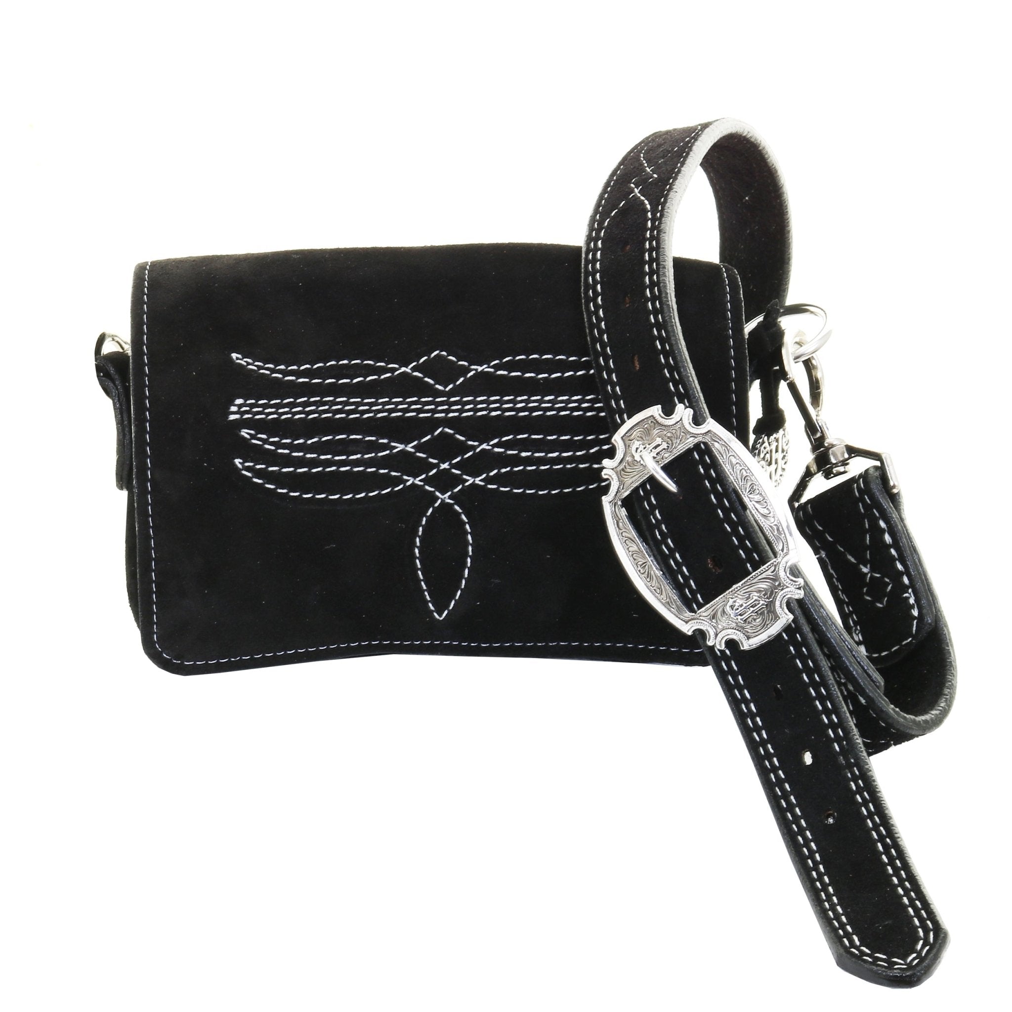 BUM14 - Black Suede Bum Bag - Double J Saddlery