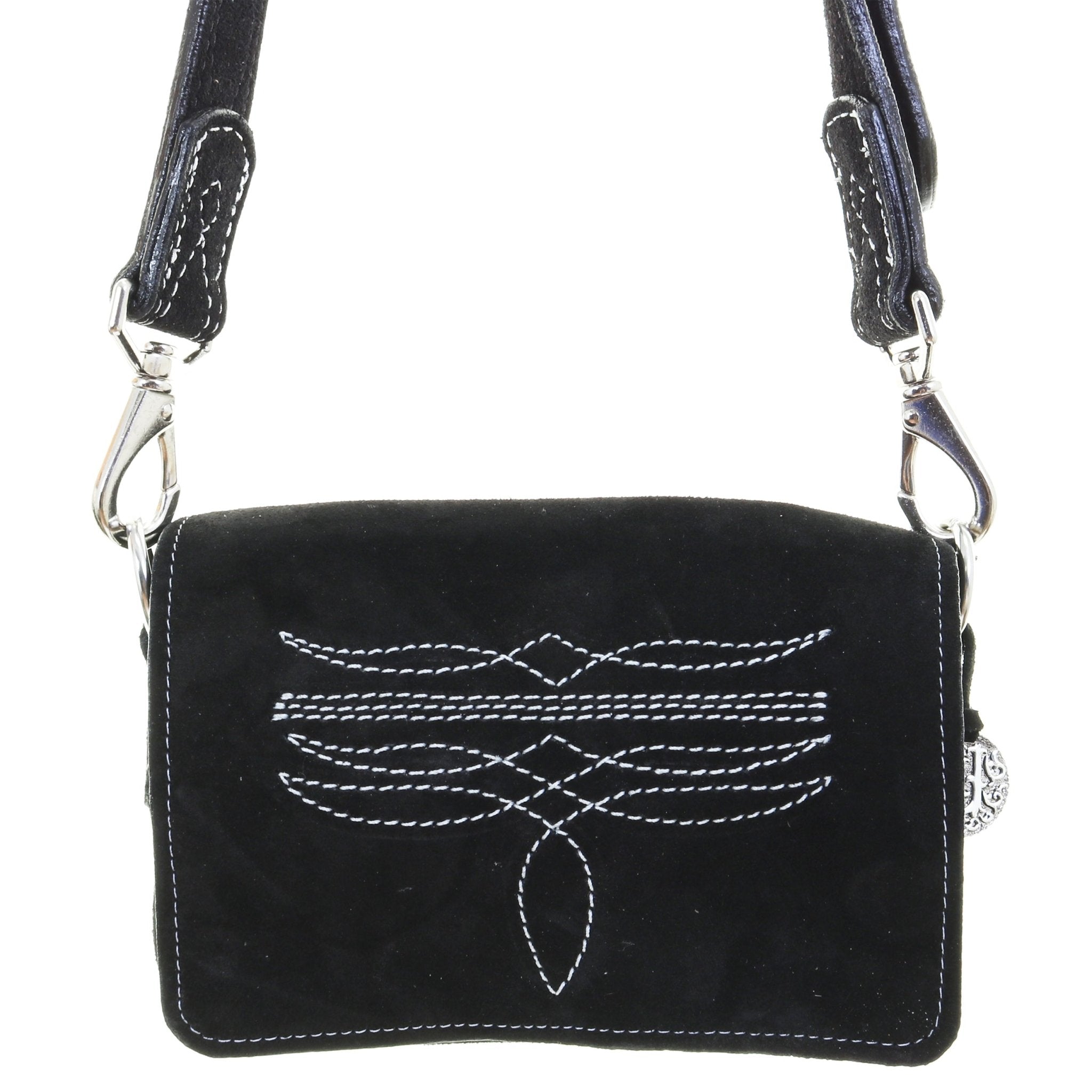 BUM14 - Black Suede Bum Bag - Double J Saddlery