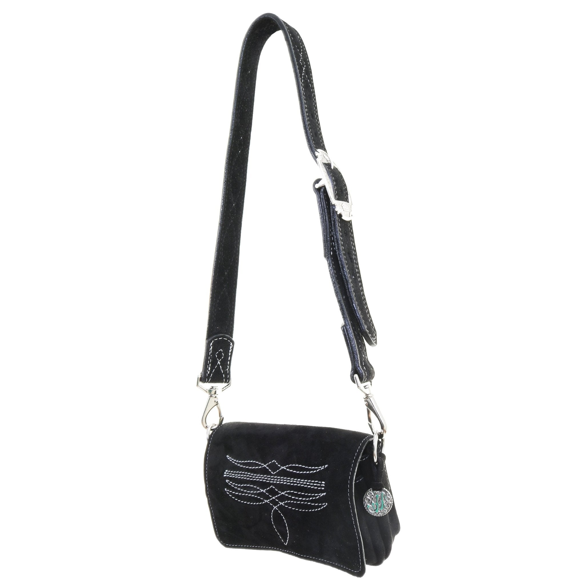 BUM14 - Black Suede Bum Bag - Double J Saddlery