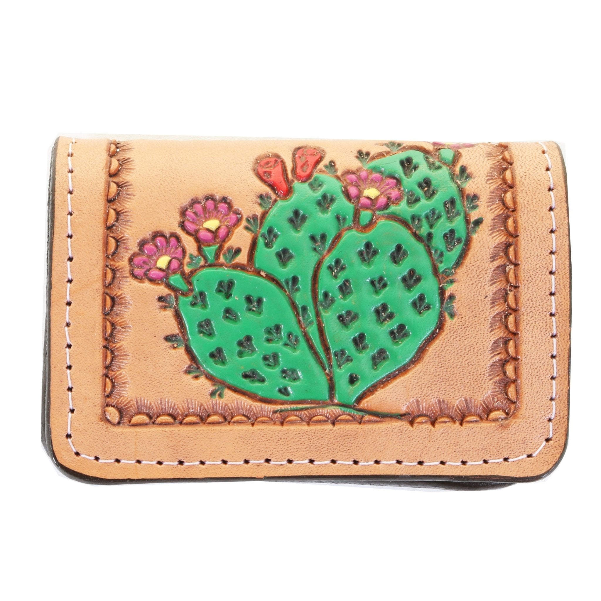 BUS101A - Cactus Tooled Business Card Holder - Double J Saddlery