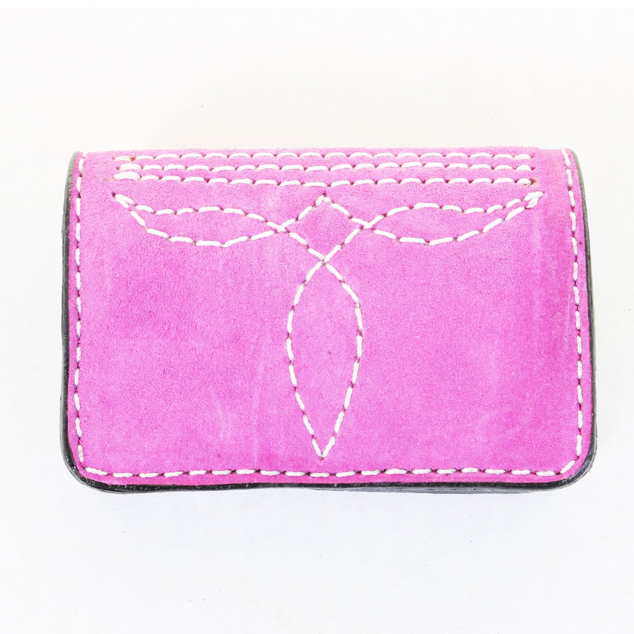 BUS110 - Hot Pink Suede Business Card Holder - Double J Saddlery