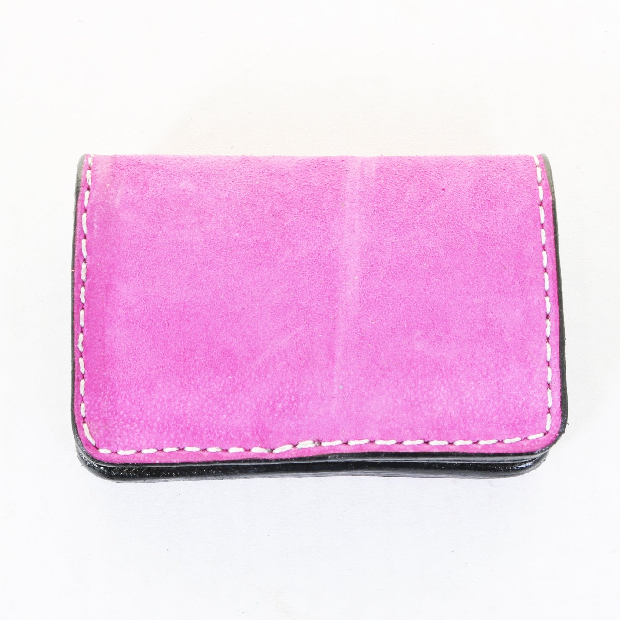 BUS110 - Hot Pink Suede Business Card Holder - Double J Saddlery
