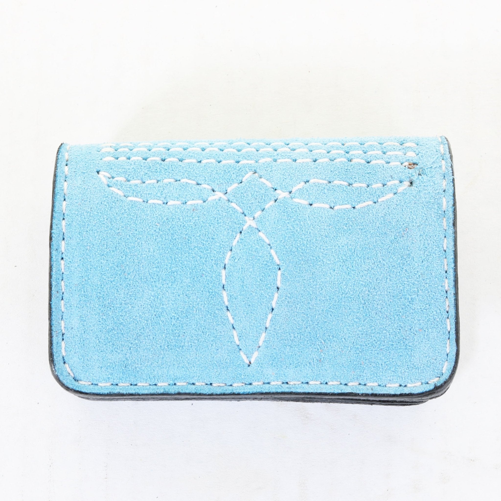 BUS111 - Baby Blue Suede Business Card Holder - Double J Saddlery