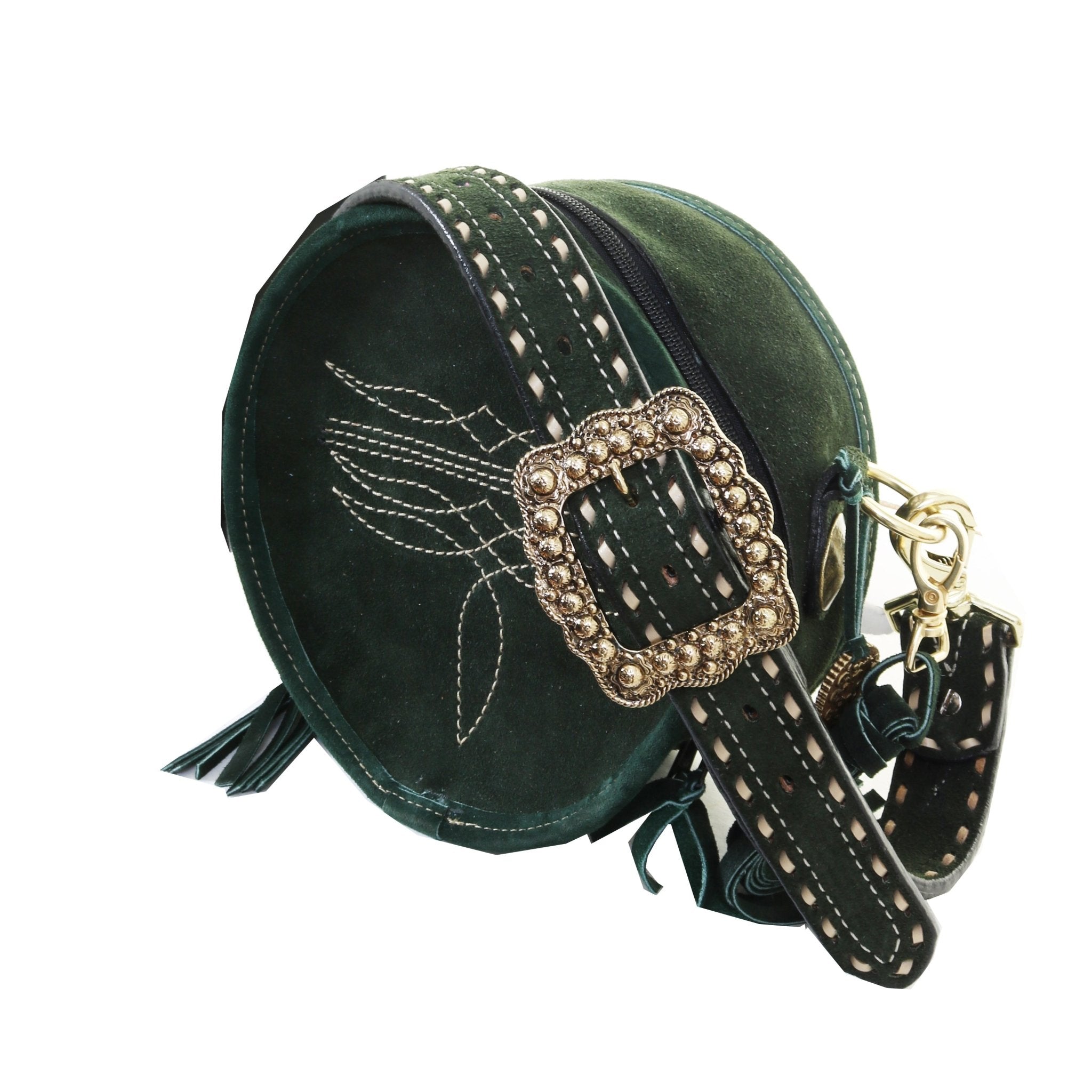 CRT19 - Forest Green Suede Circle Tote - Double J Saddlery
