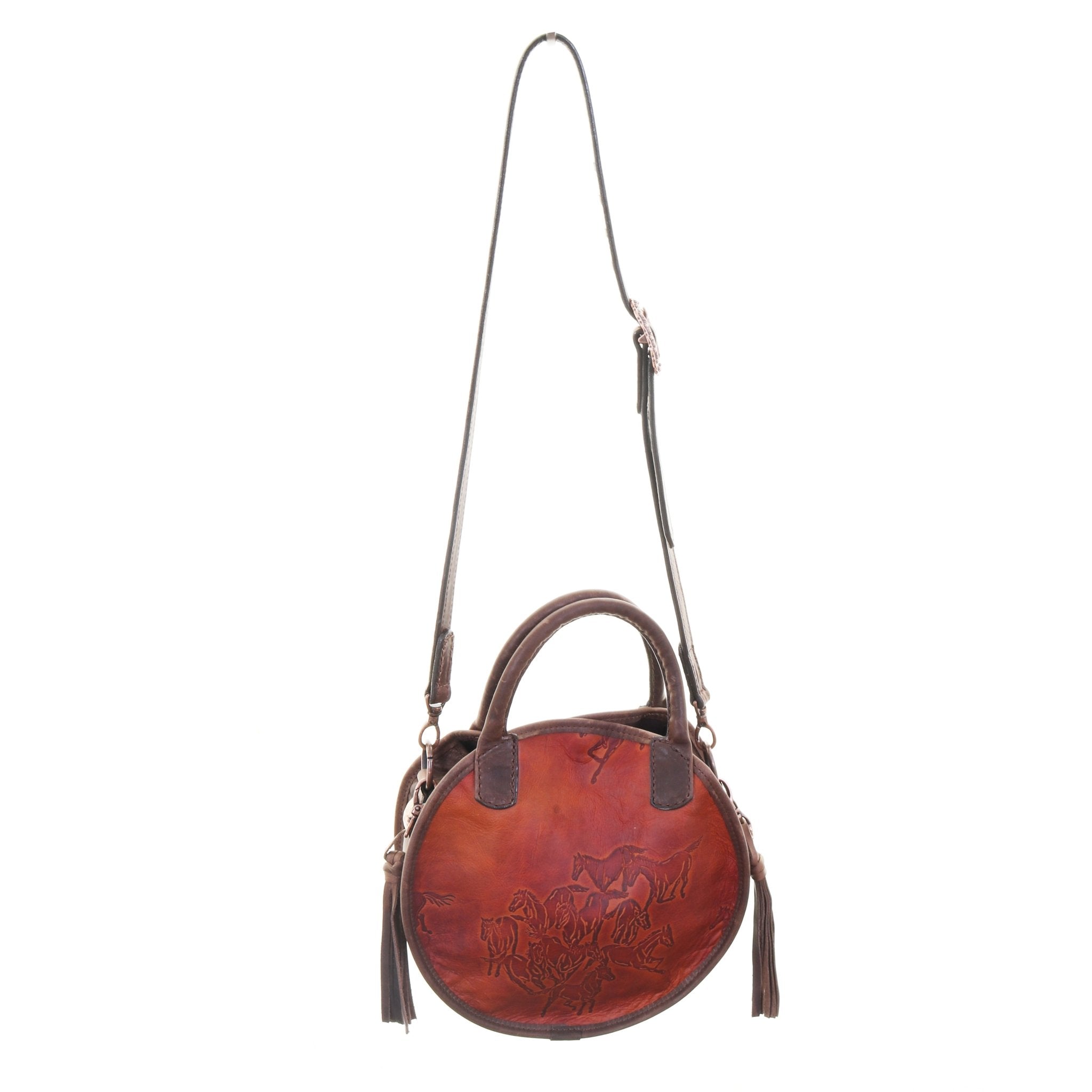 CRTL12 - Saddle Tan Wild Horses Circle Tote - Double J Saddlery