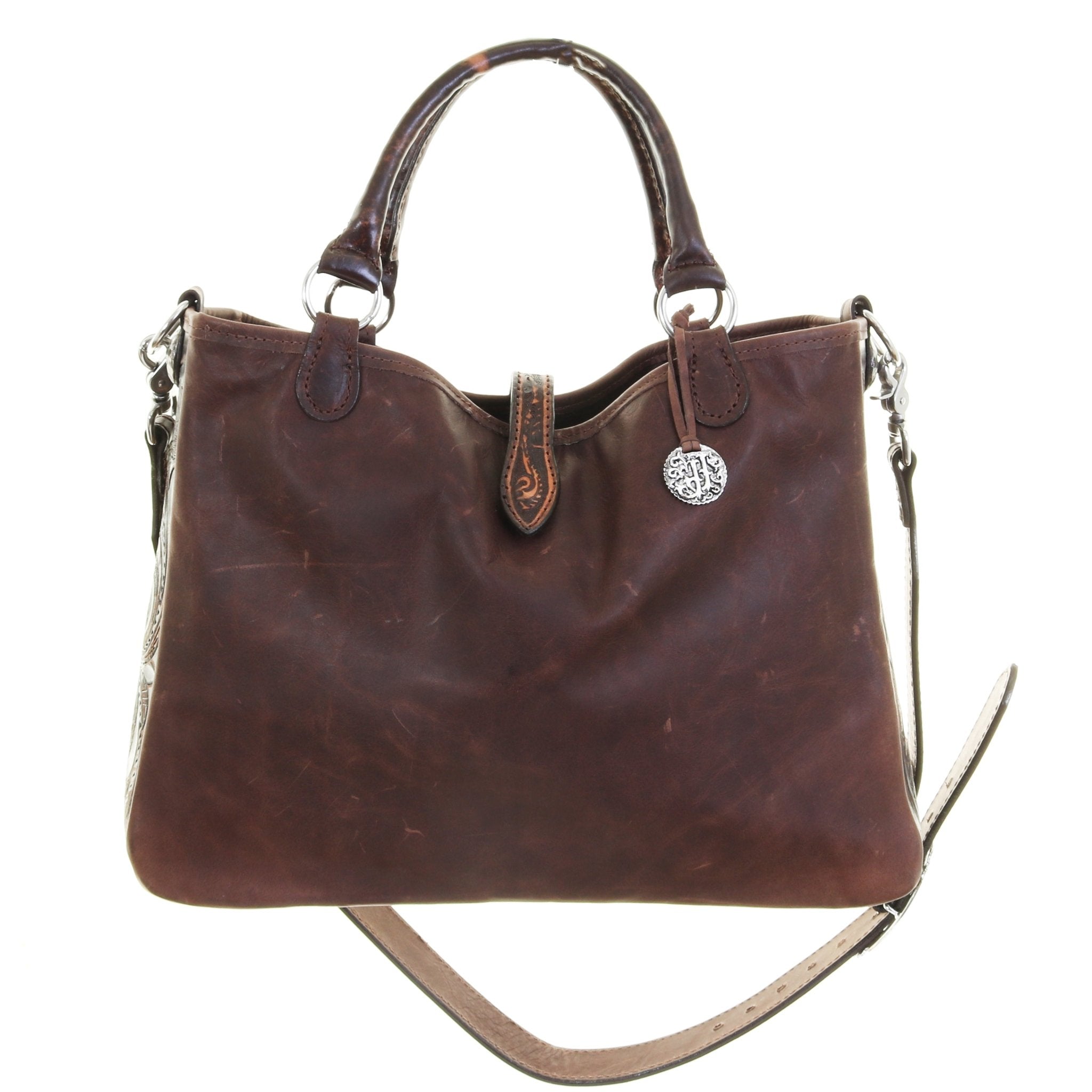 CVT03 - Brown Canvas Tooled Tote - Double J Saddlery