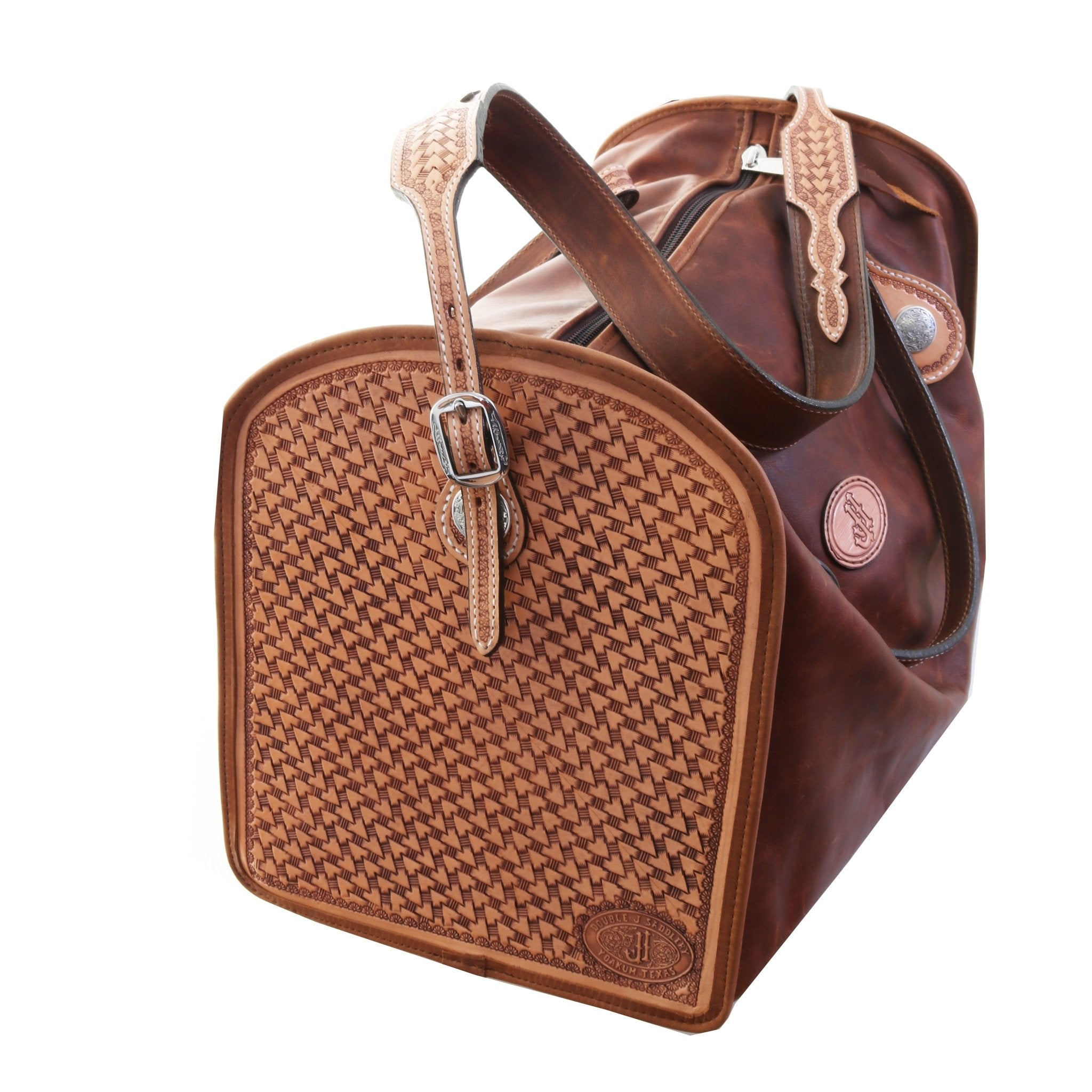 DUF13 - Tooled Leather Duffel Bag - Double J Saddlery