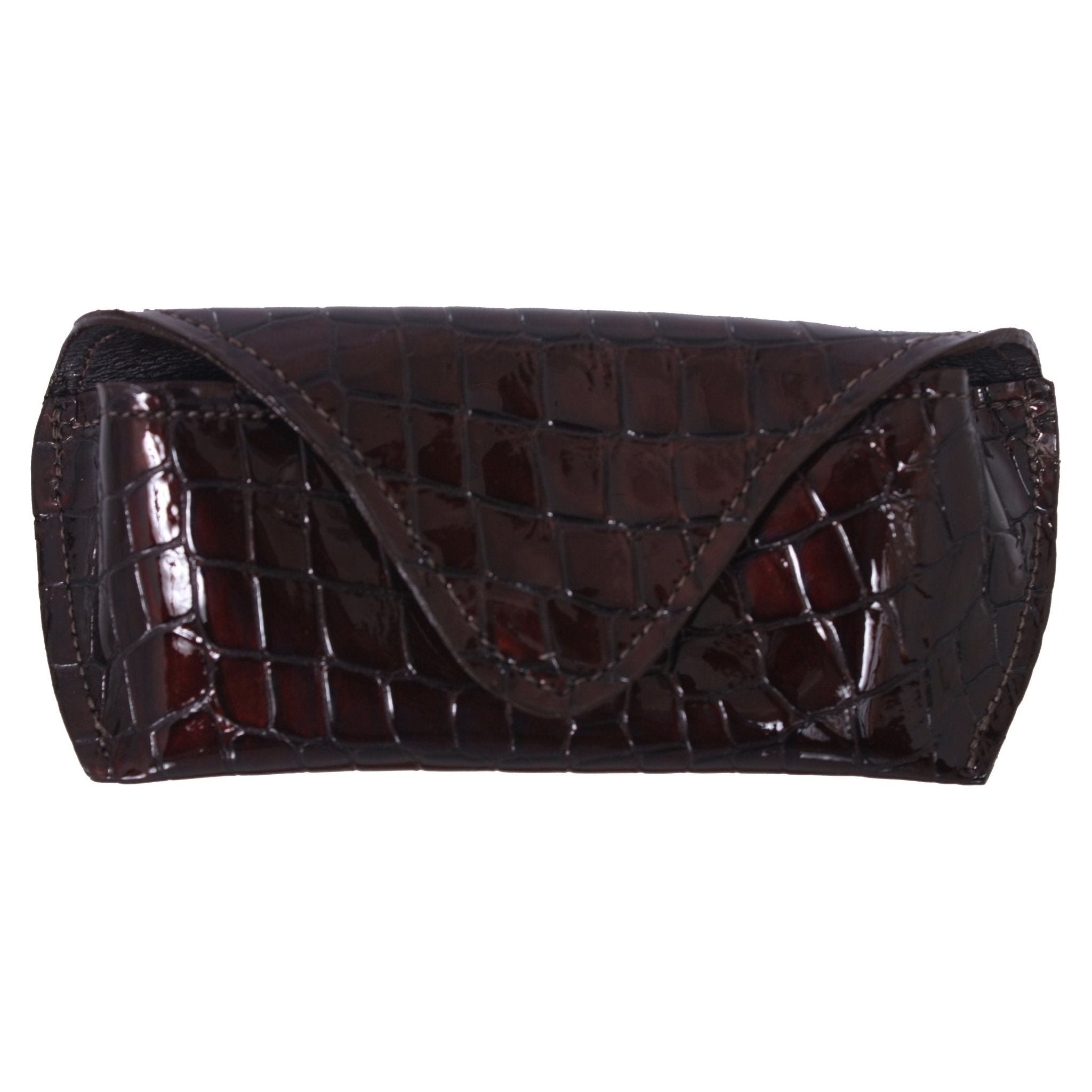 EGCS02 - Patent Brown Gator Eye Glass Case - Double J Saddlery