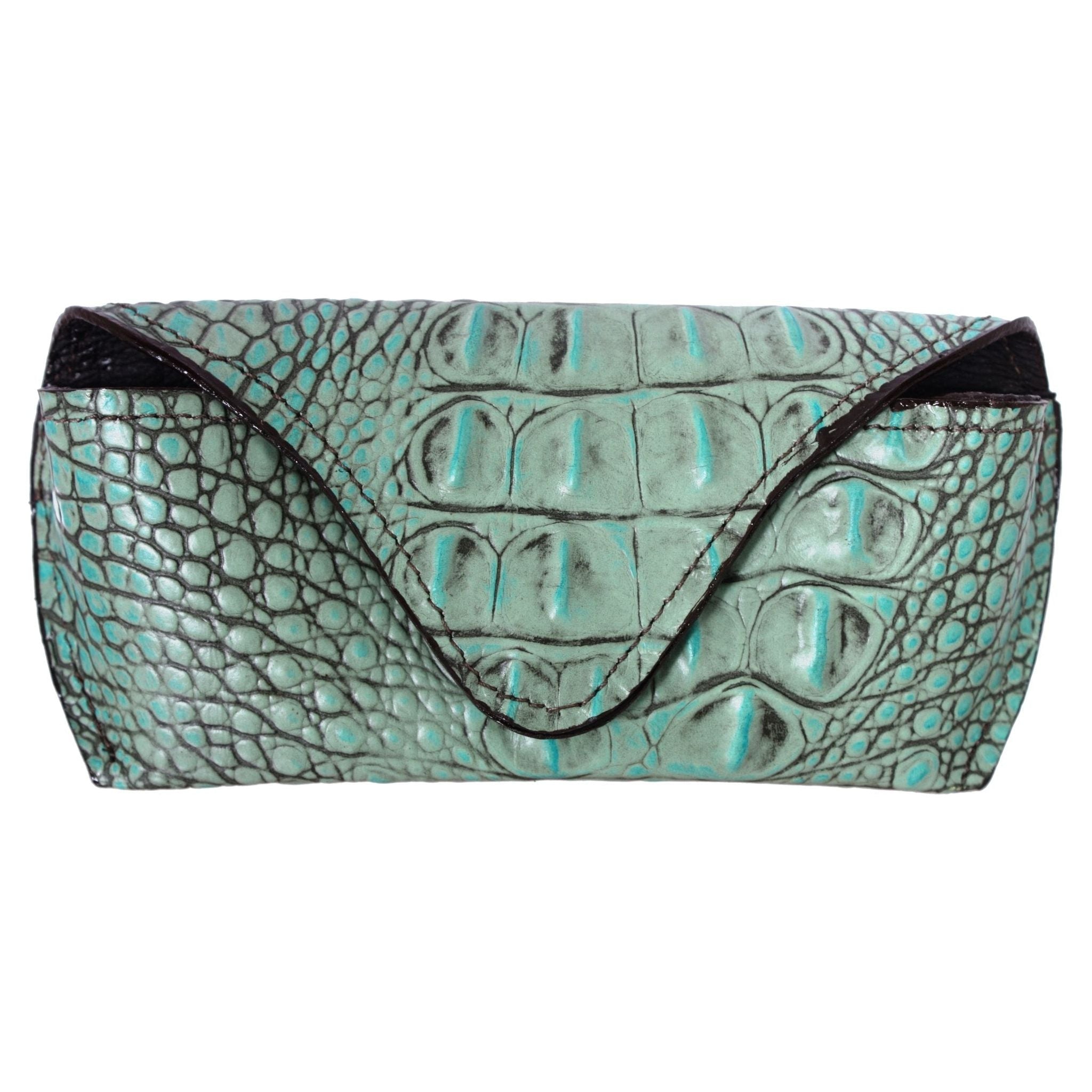 EGCS04 - Turquoise Gator Print Eye Glass Case - Double J Saddlery