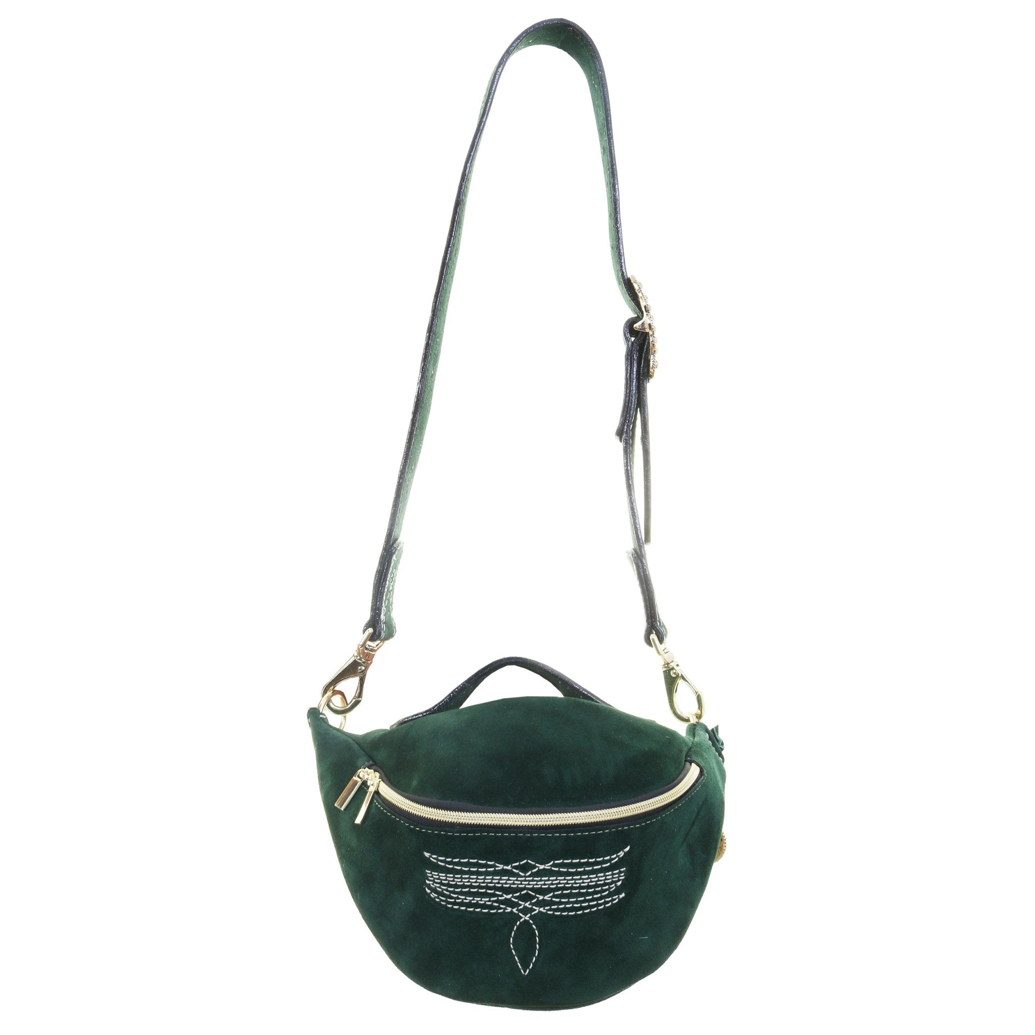 FS02 - Forest Green Suede Fanny Sling - Double J Saddlery