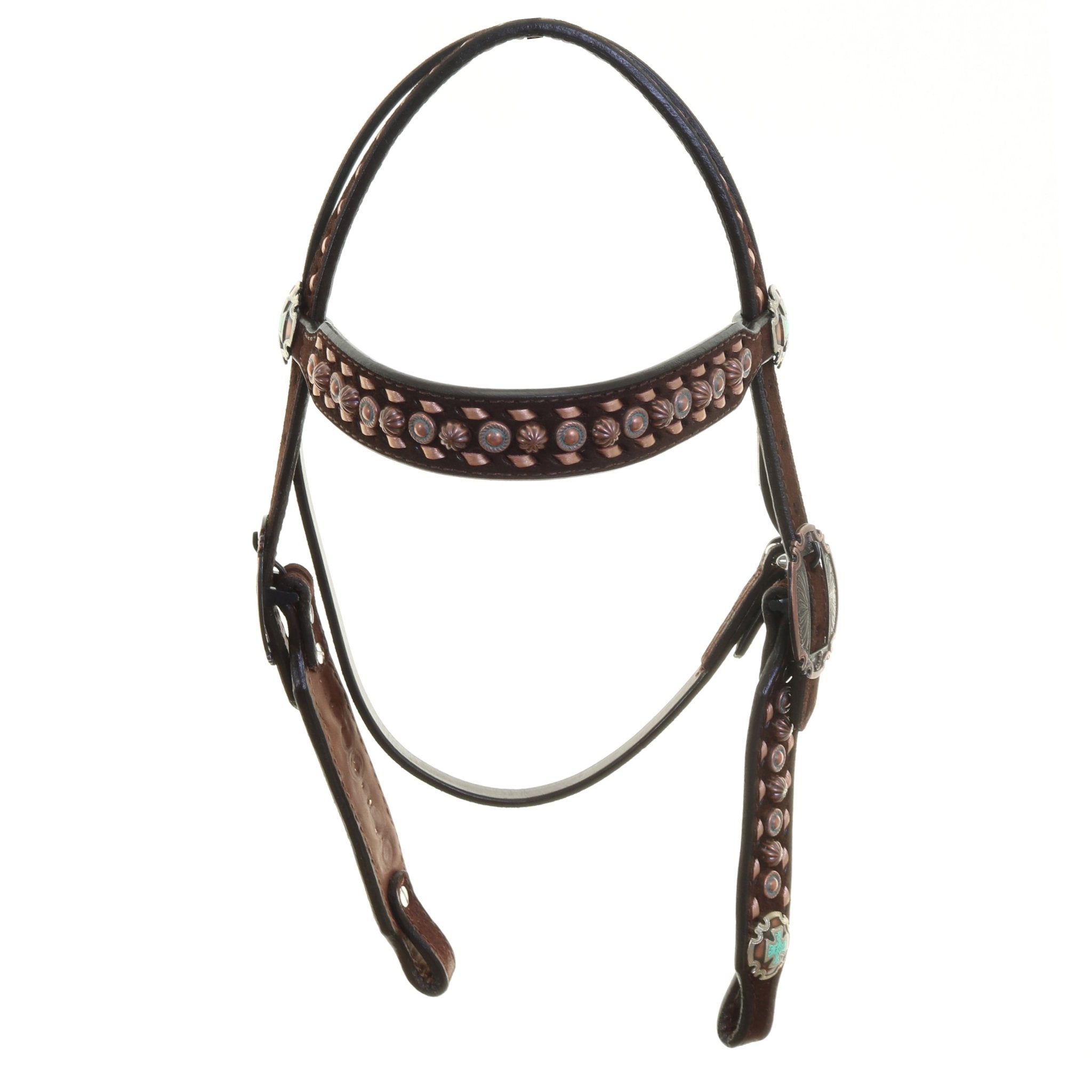 H1252A - Brown Roughout Browband Headstall - Double J Saddlery