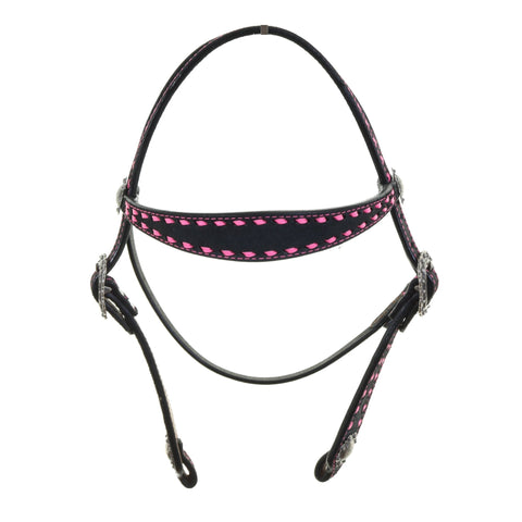 H1277A - Black Roughout Headstall - Double J Saddlery
