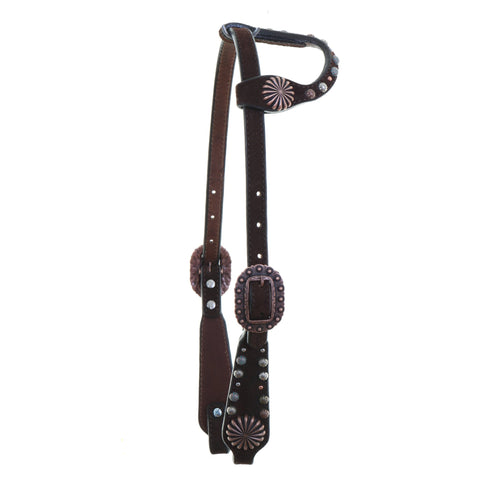 H1278 - Brown Roughout Single Ear Headstall - Double J Saddlery