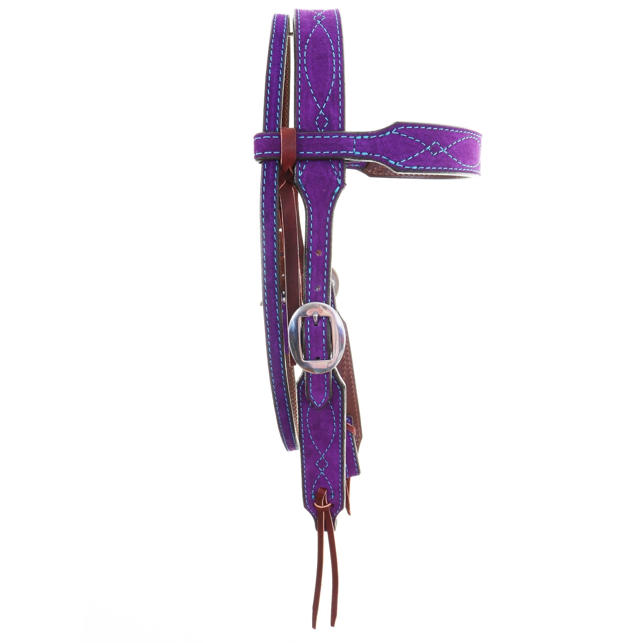 H1283 - Purple Suede Headstall - Double J Saddlery