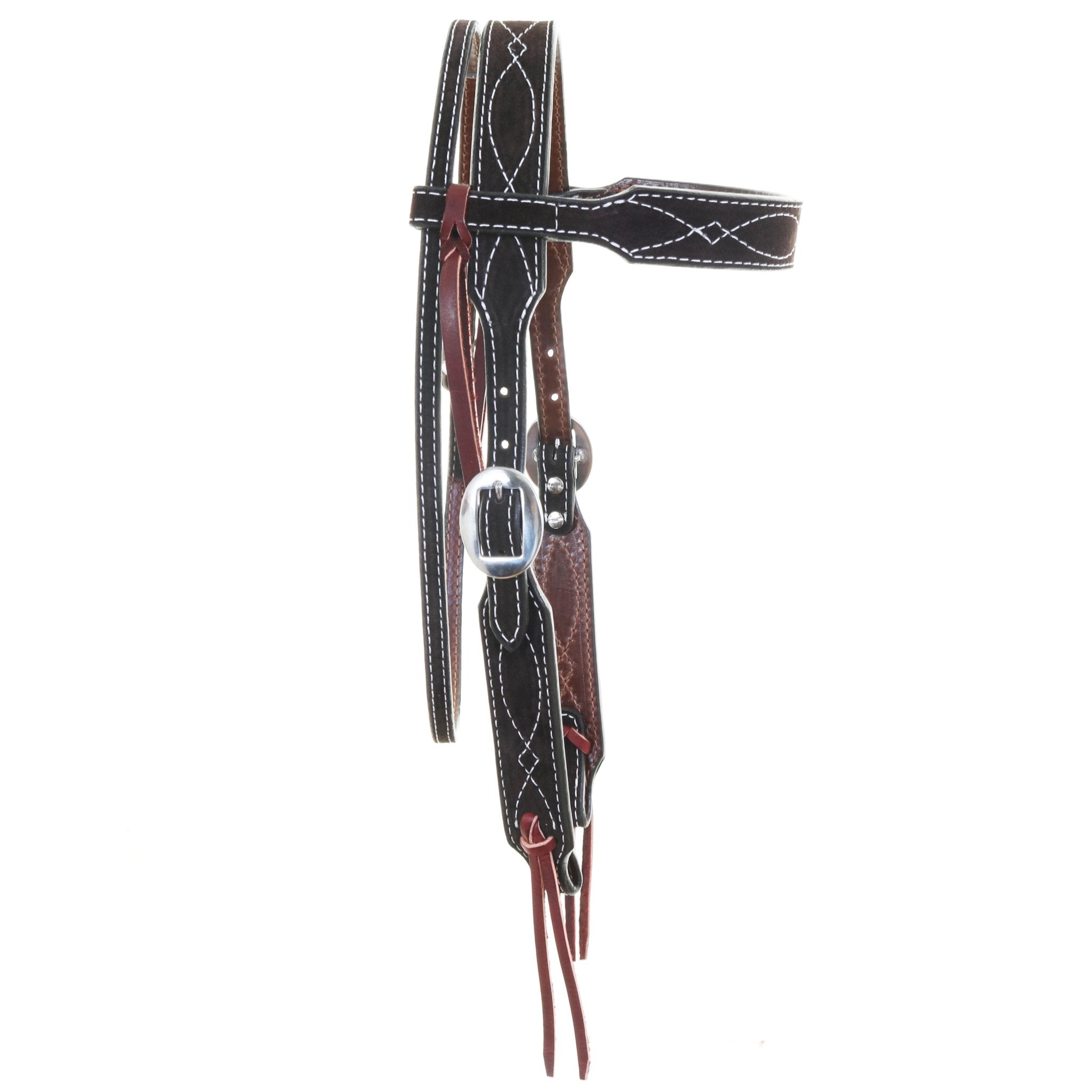 H1283BRW - Brown Suede Headstall - Double J Saddlery