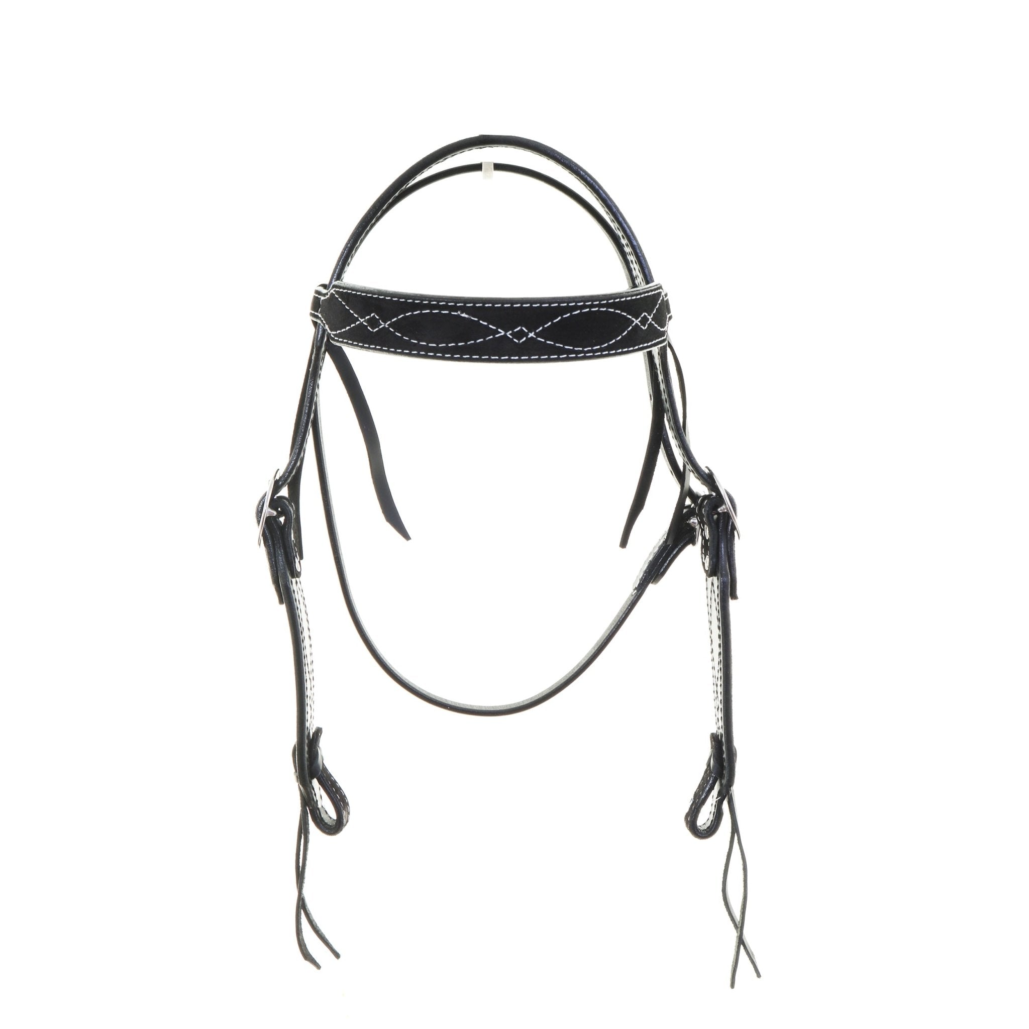 H1283BW - Black Suede Headstall - Double J Saddlery
