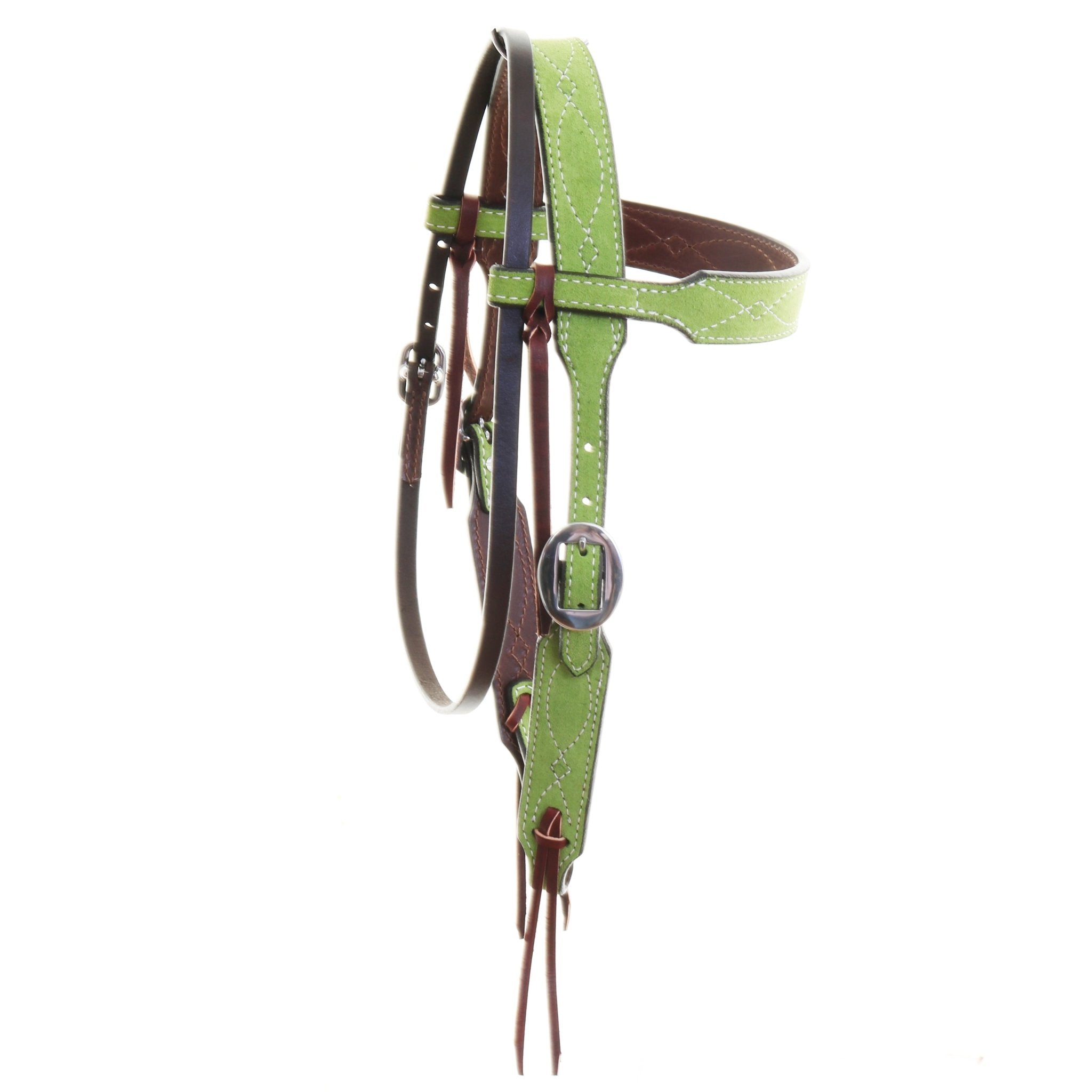 H1283GW - Lime Green Suede Headstall - Double J Saddlery