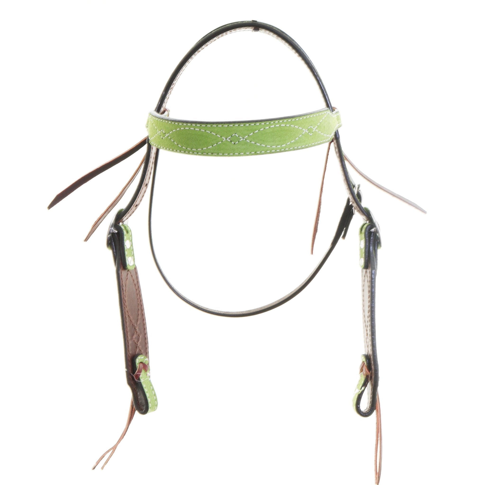 H1283GW - Lime Green Suede Headstall - Double J Saddlery