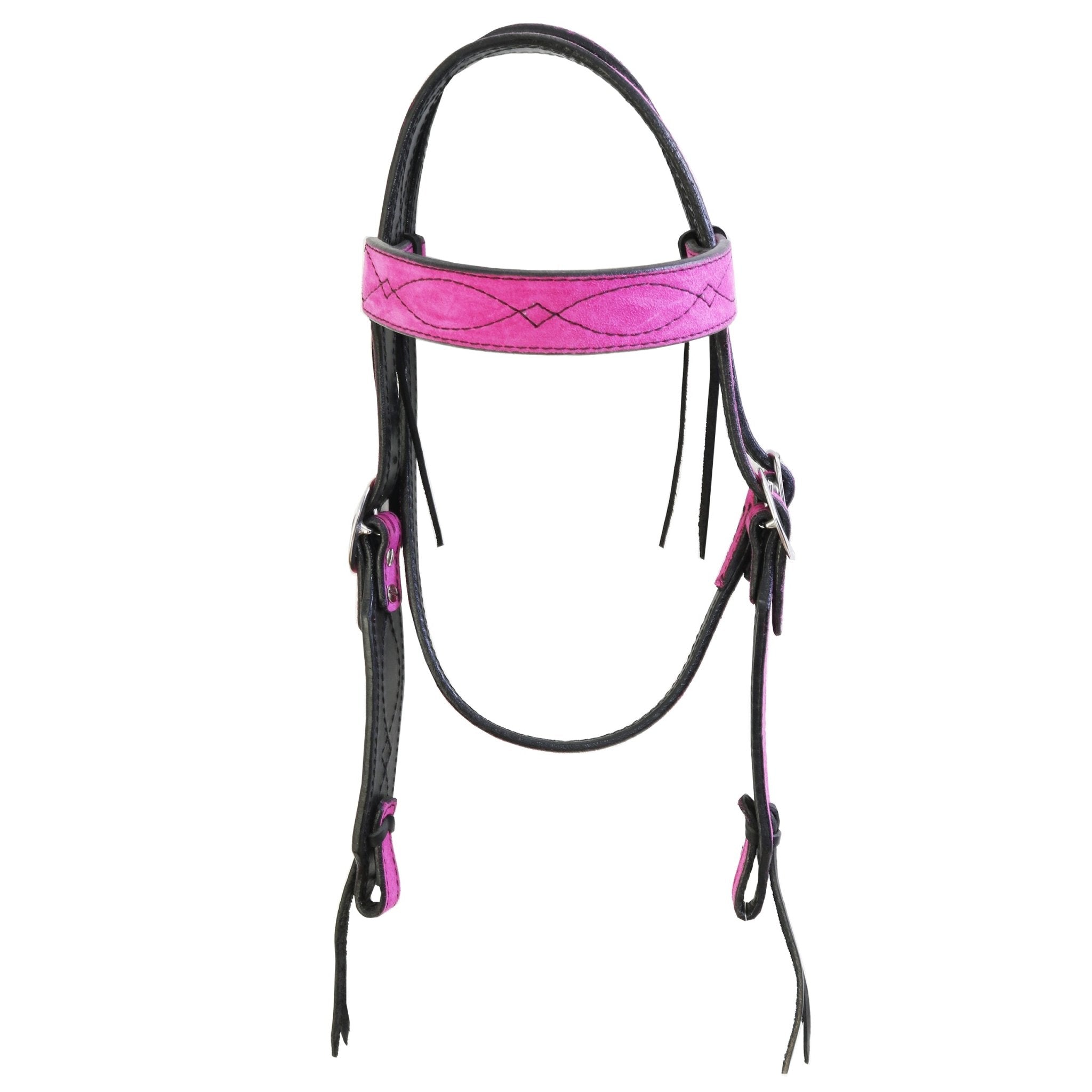 H1283HPB - Hot Pink Suede Headstall - Double J Saddlery
